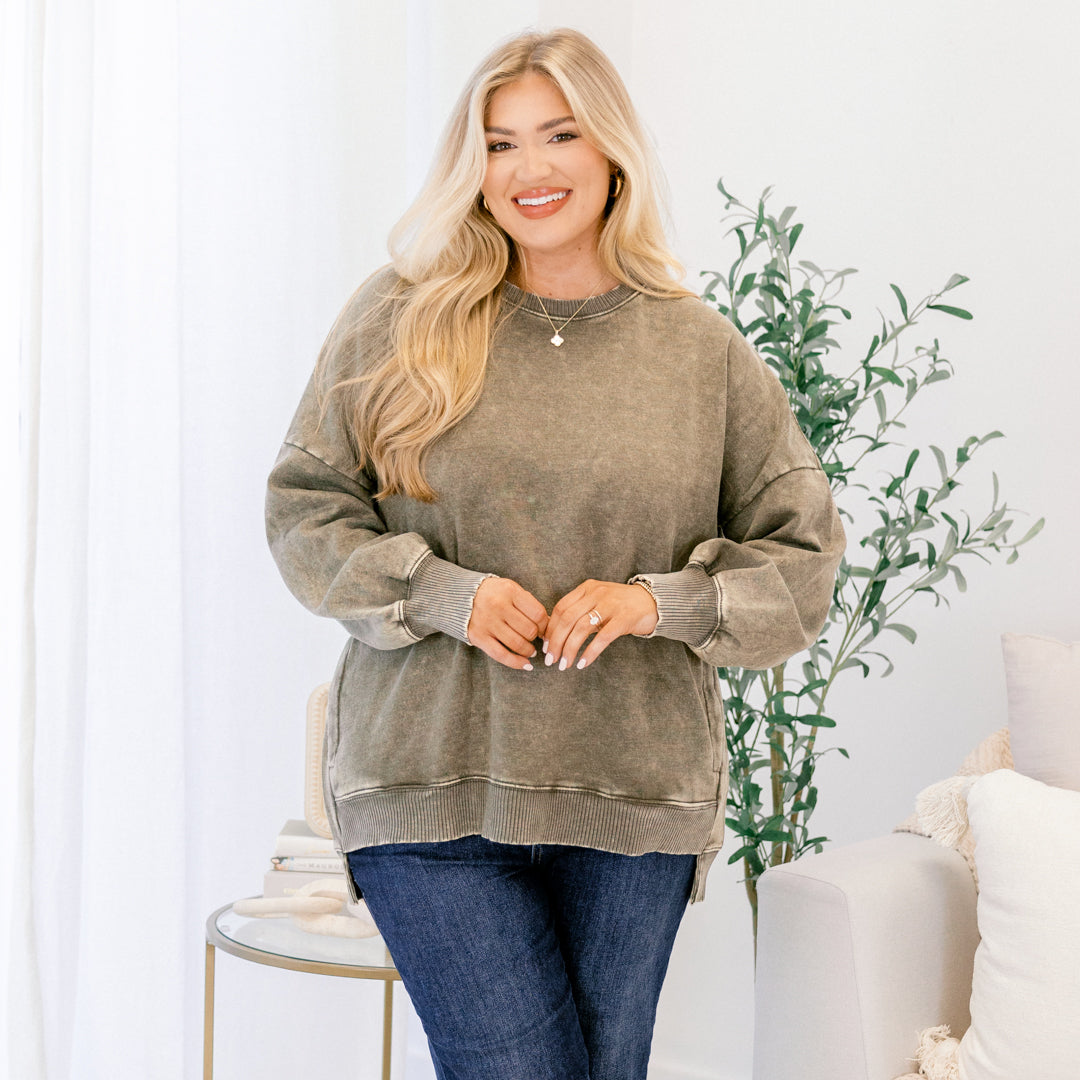 Counting The Days Pullover, Dark Olive