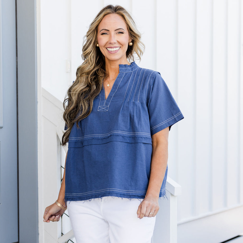 Countryside Trip Top, Navy