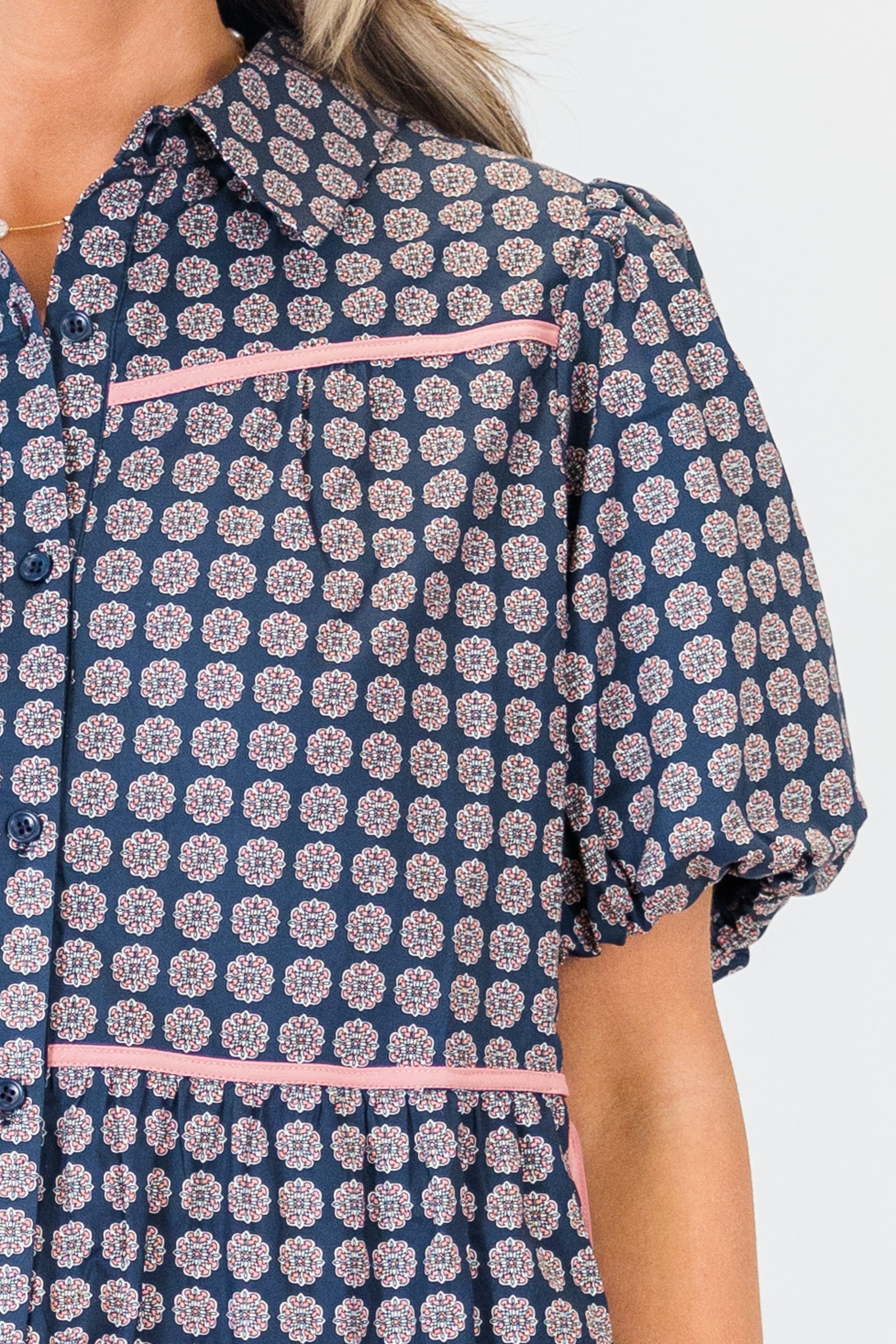 Counting Blossoms Top, Navy