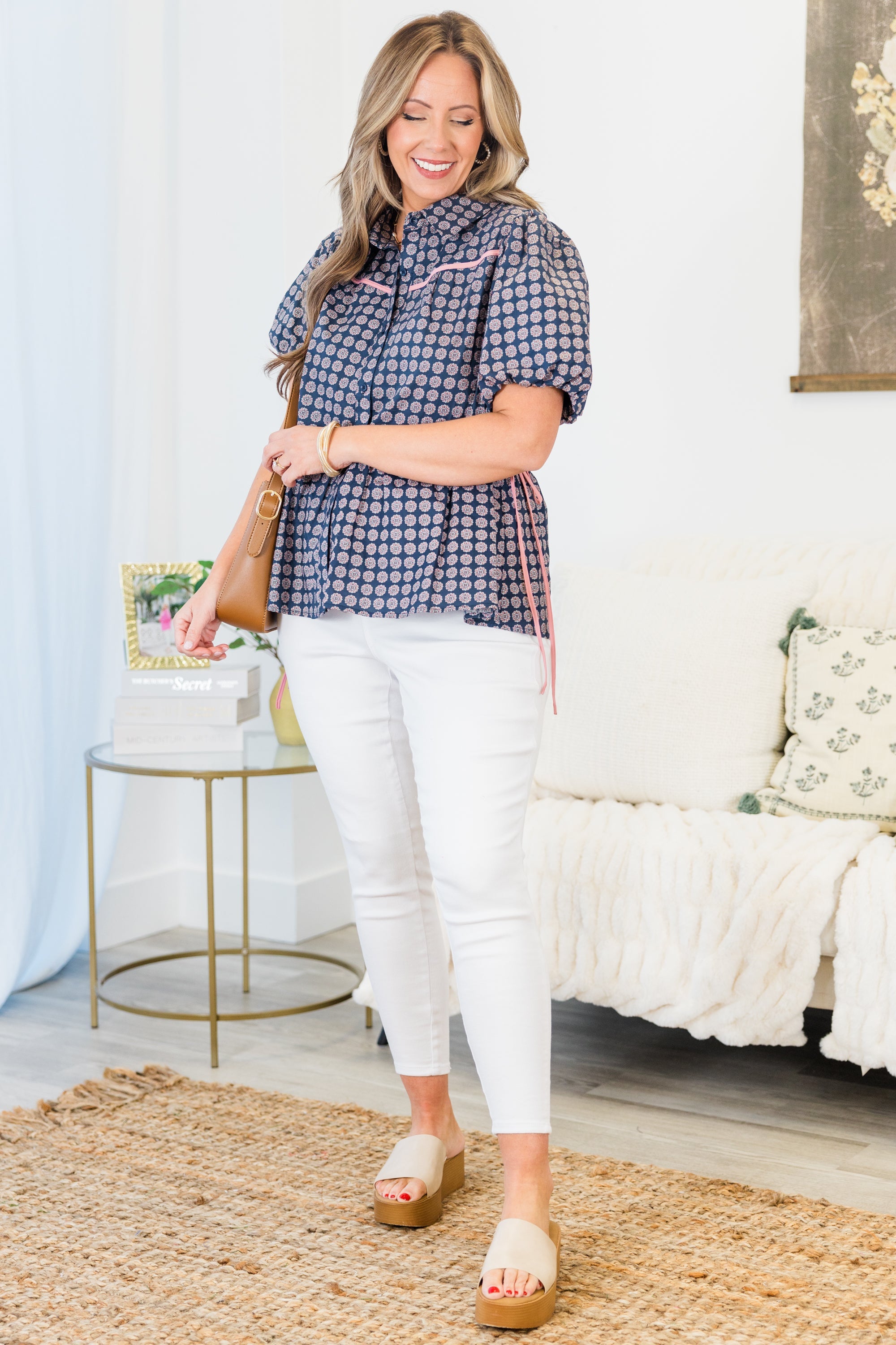 Counting Blossoms Top, Navy