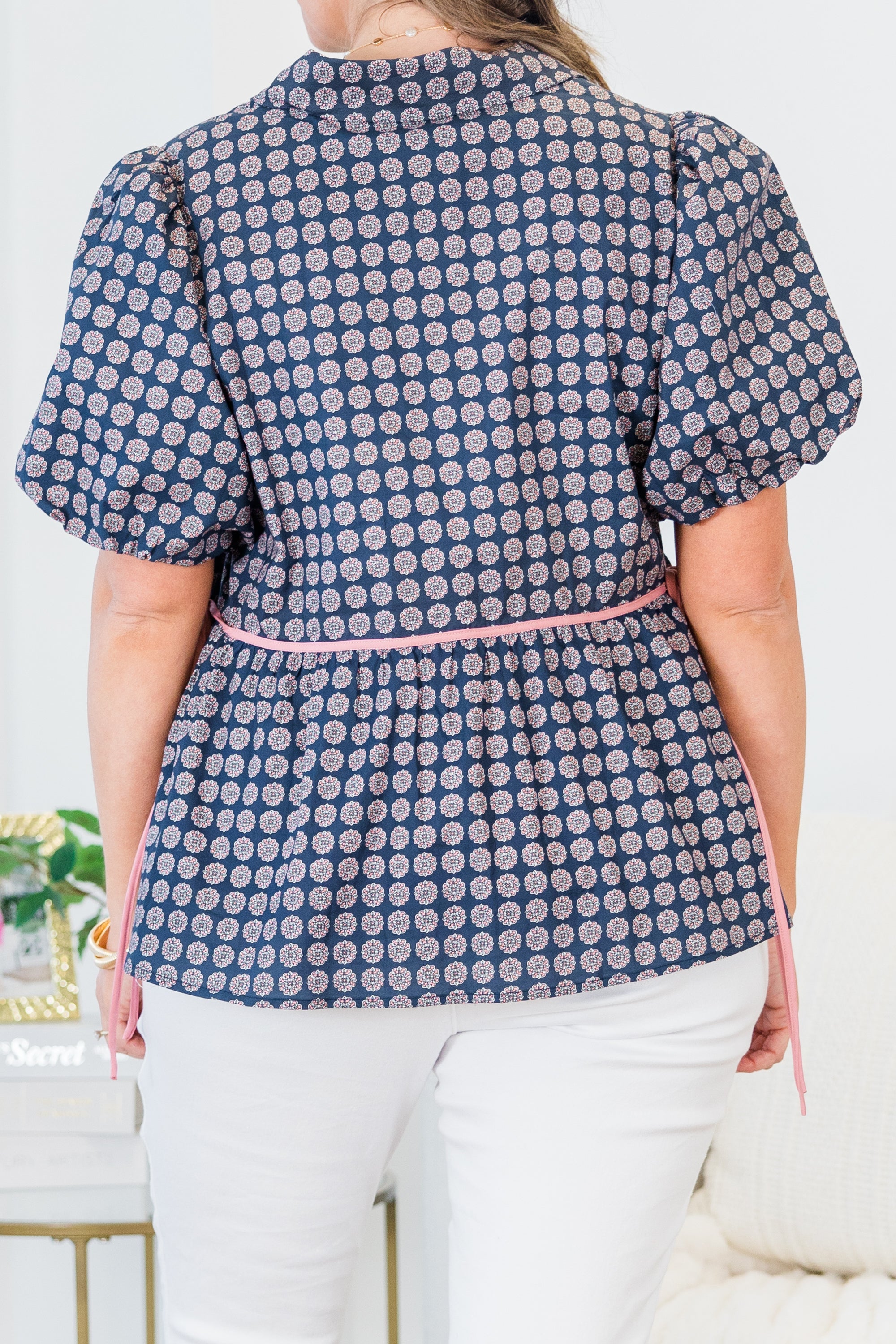 Counting Blossoms Top, Navy
