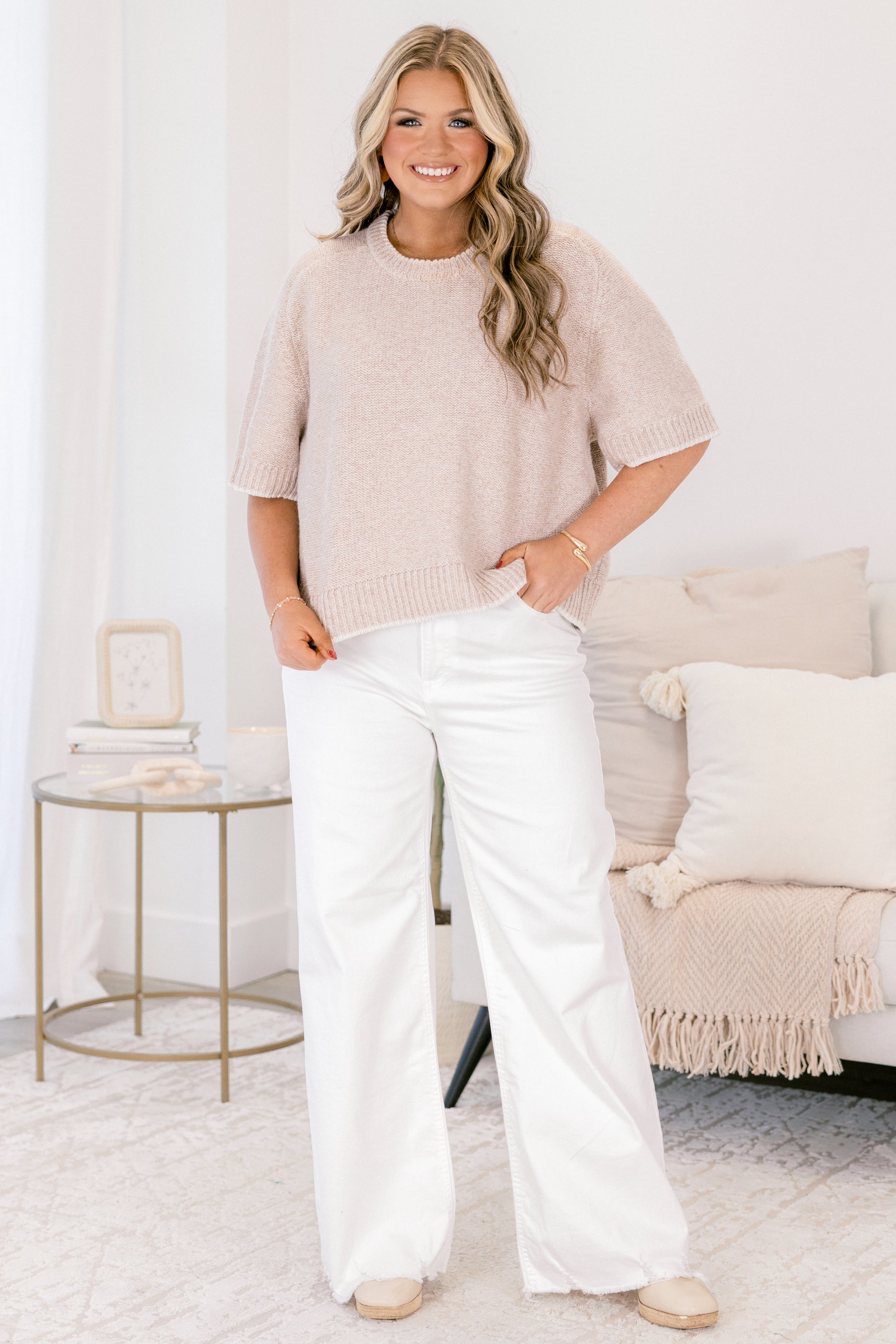 Covering My Bases Jeans, White