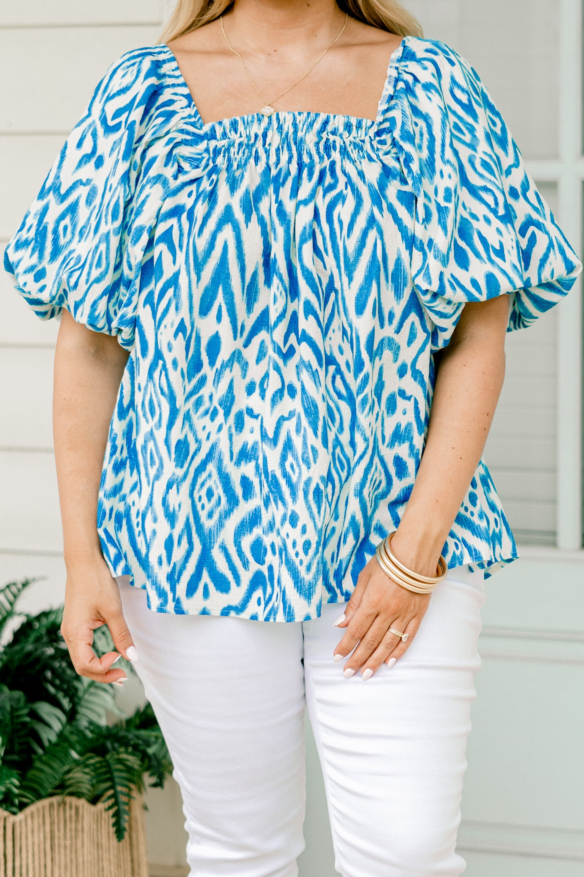 Cozy Love Top, Blue-White