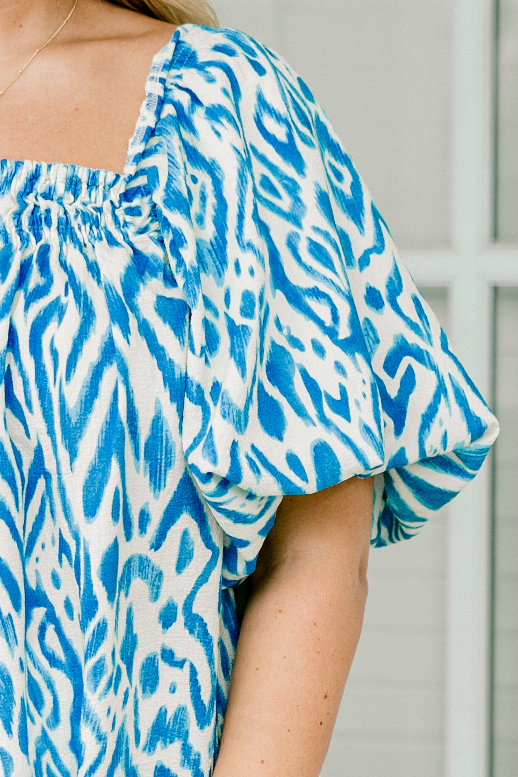 Cozy Love Top, Blue-White