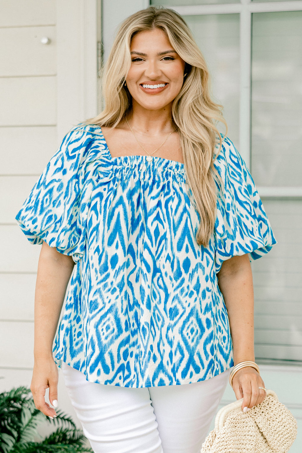 Cozy Love Top, Blue-White