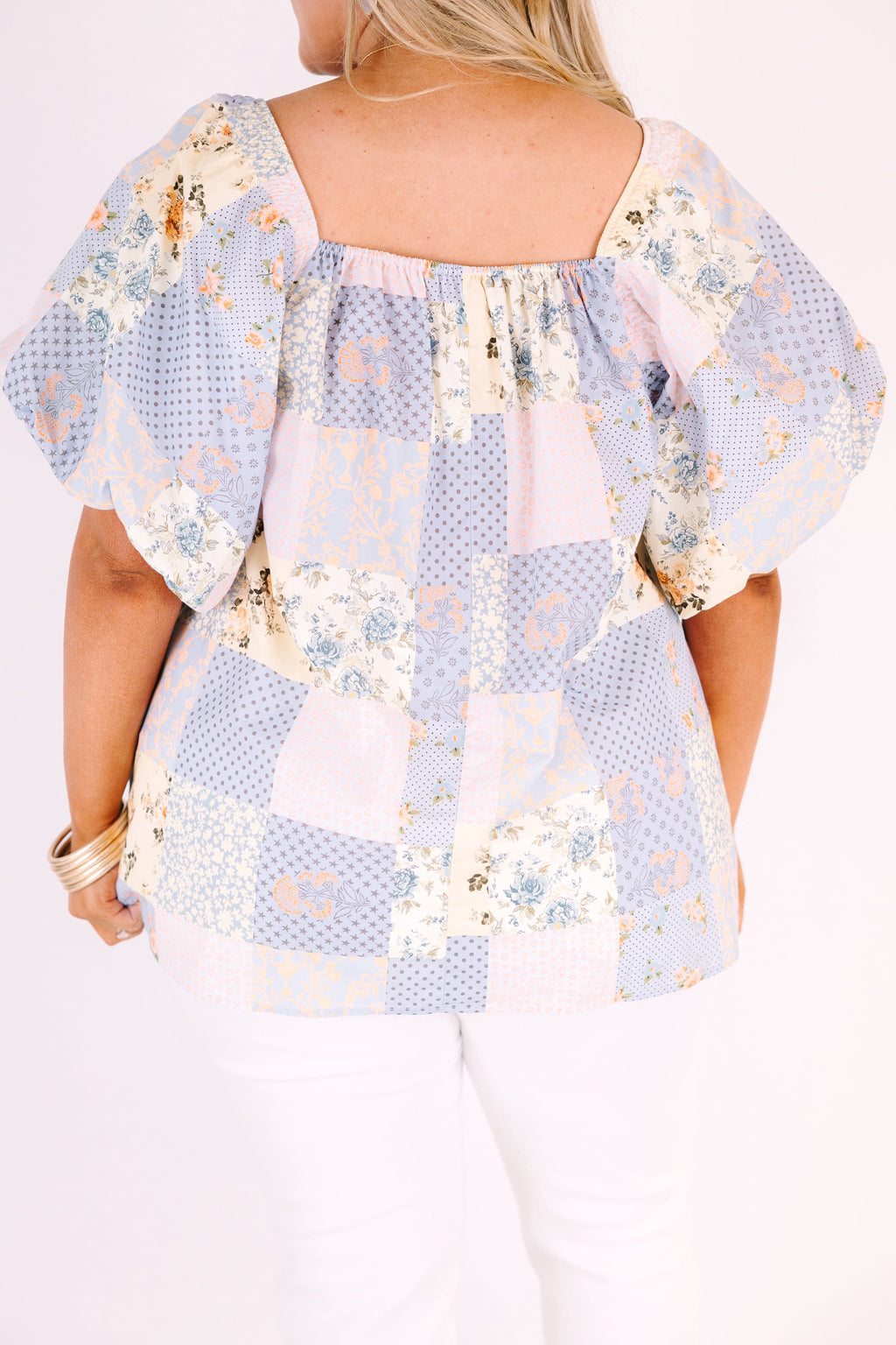 Cozy Love Top, Blue Patchwork