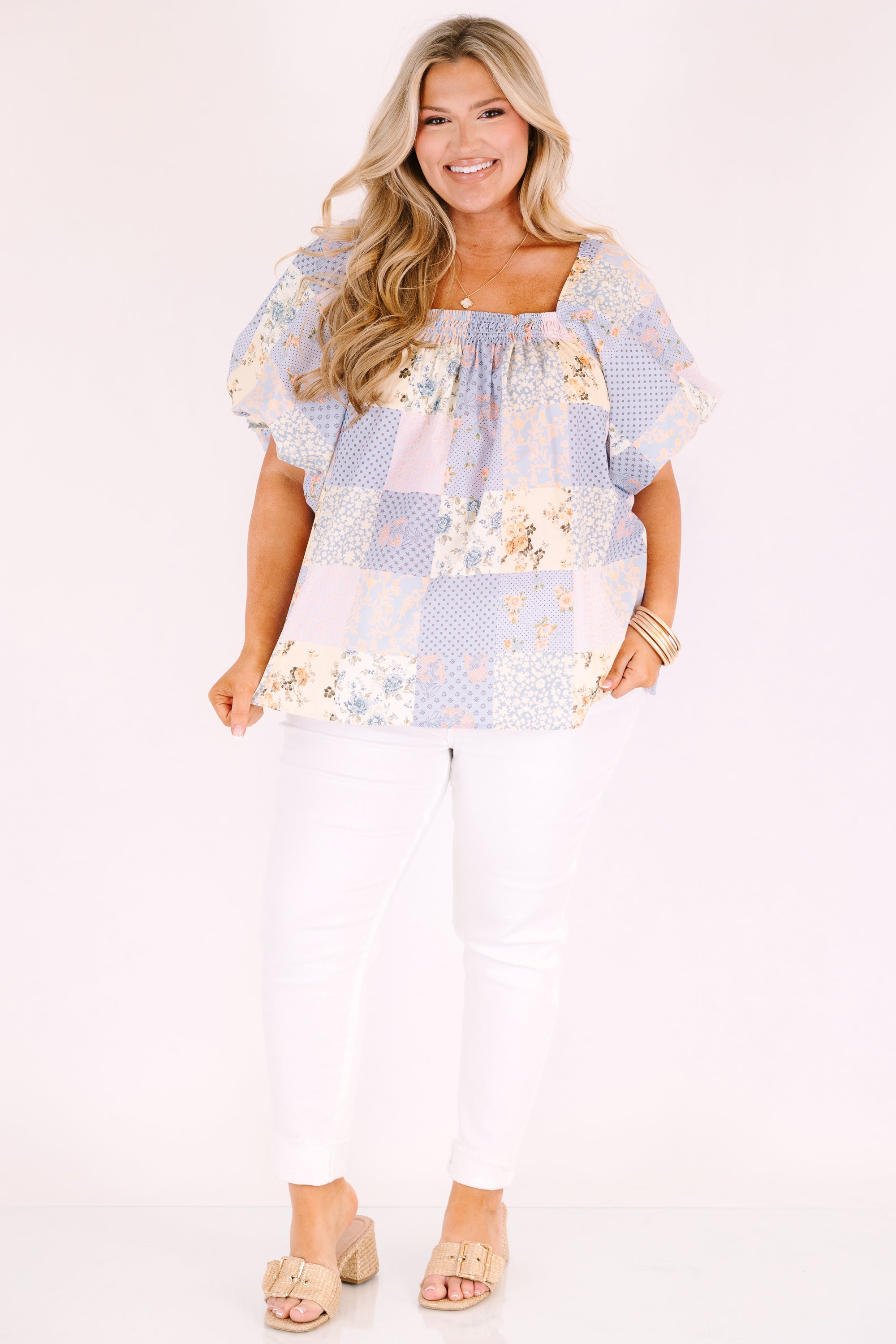 Cozy Love Top, Blue Patchwork