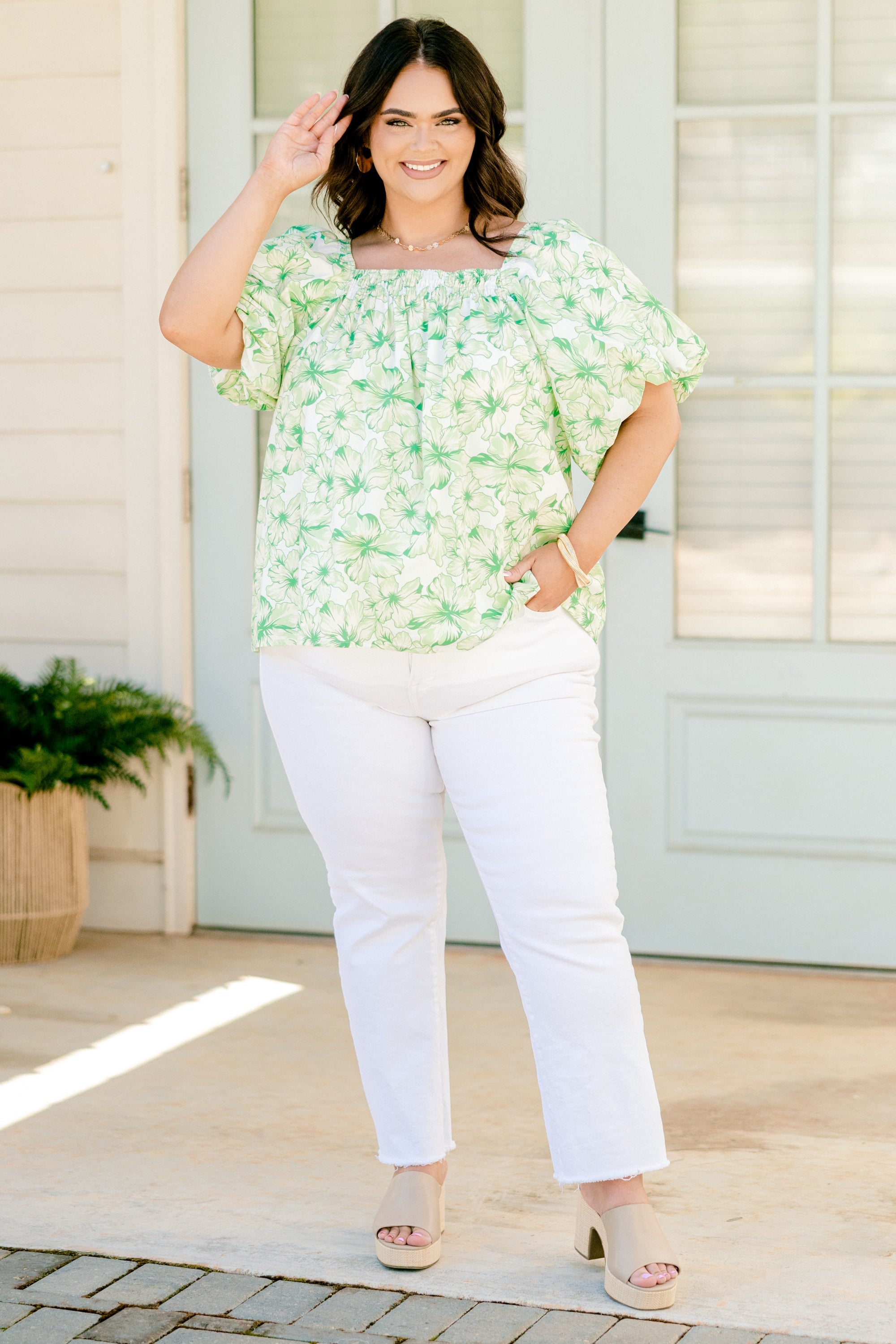 Cozy Love Top, Green Floral