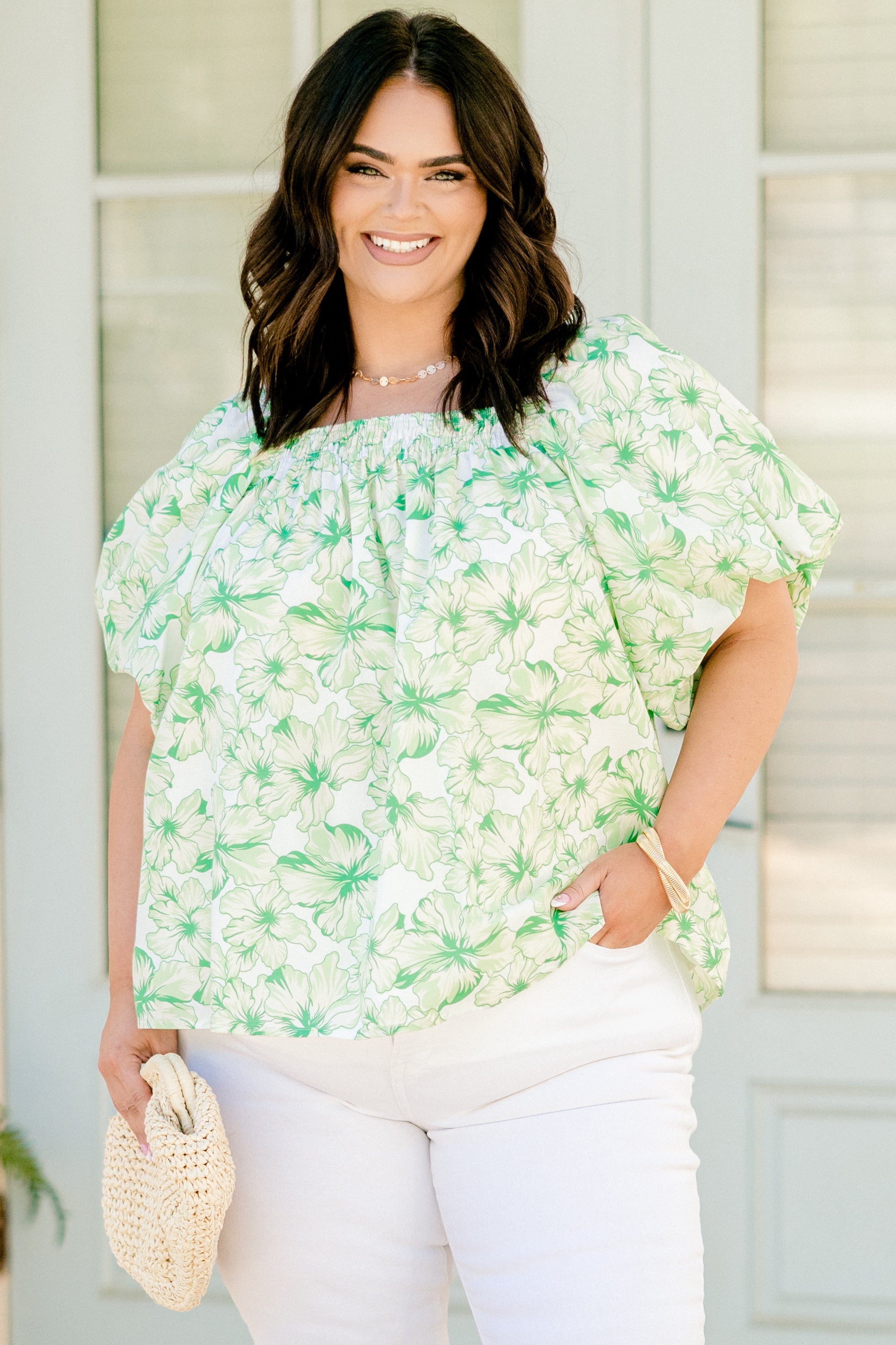Cozy Love Top, Green Floral