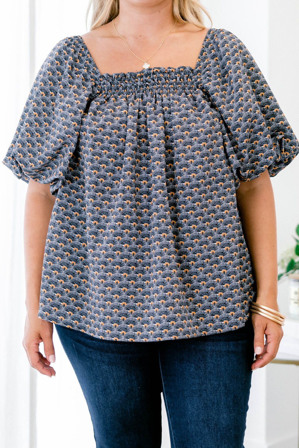 Cozy Love Top, Navy-Orange