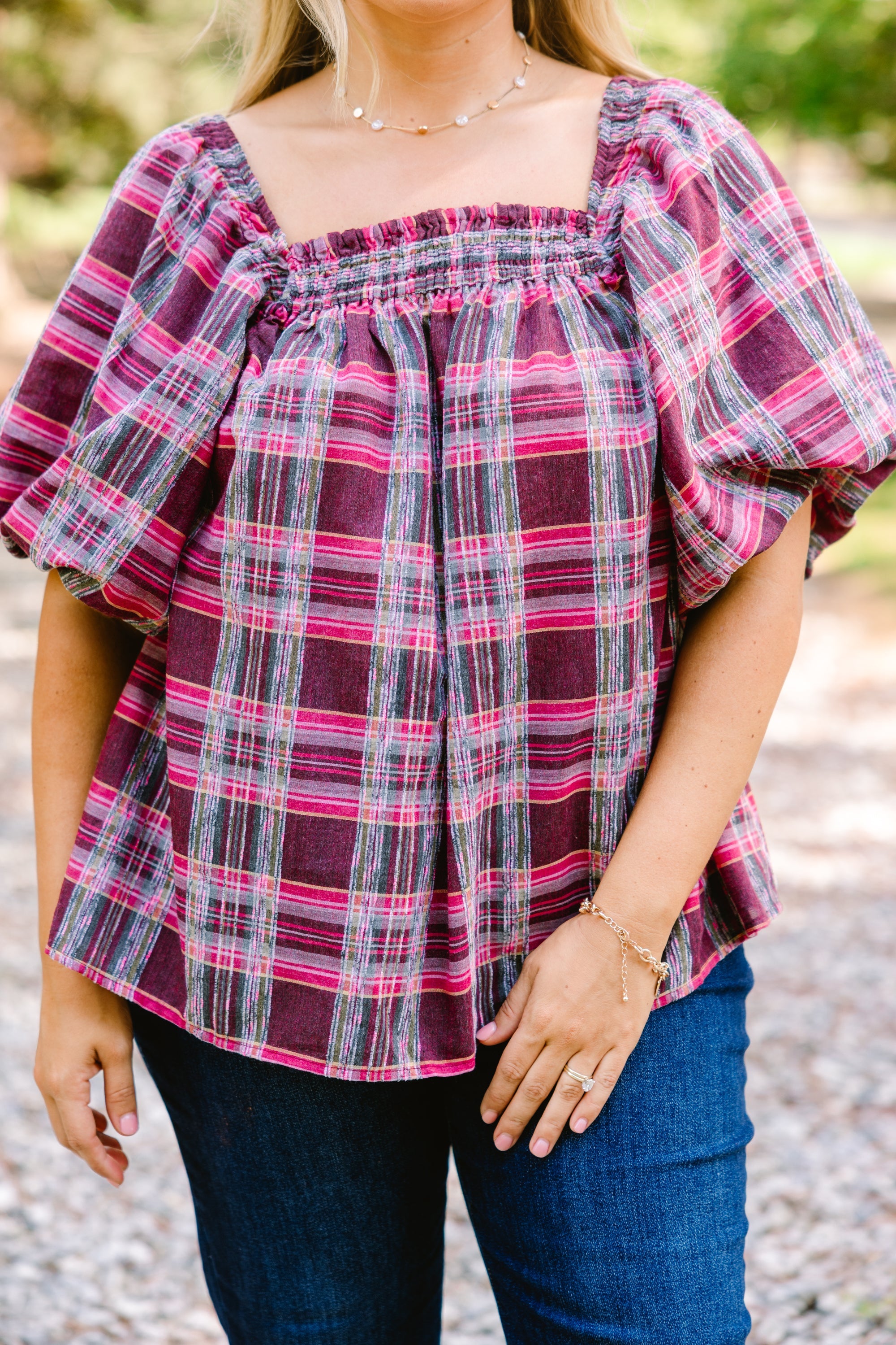Cozy Love Top, Pink Plaid