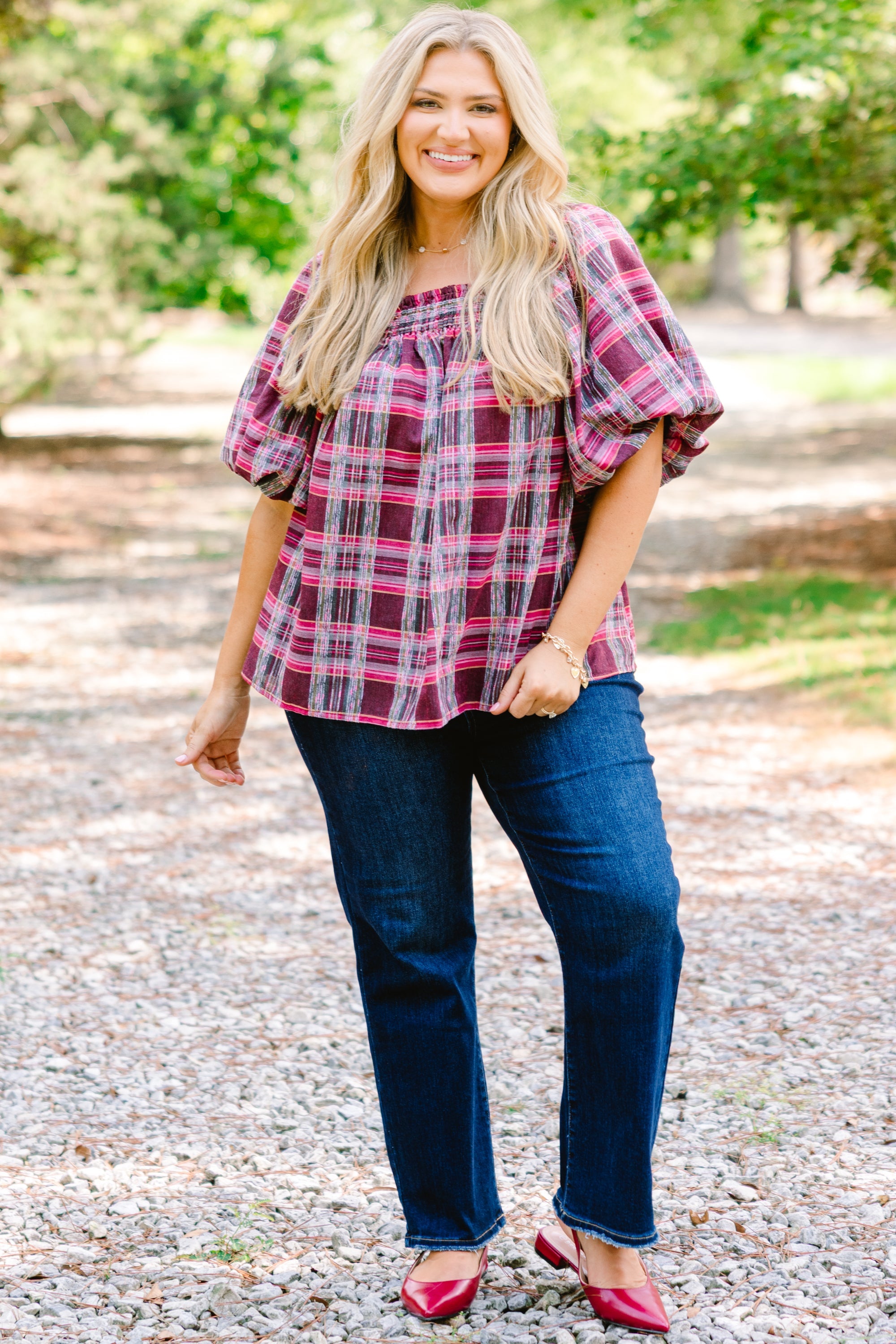 Cozy Love Top, Pink Plaid