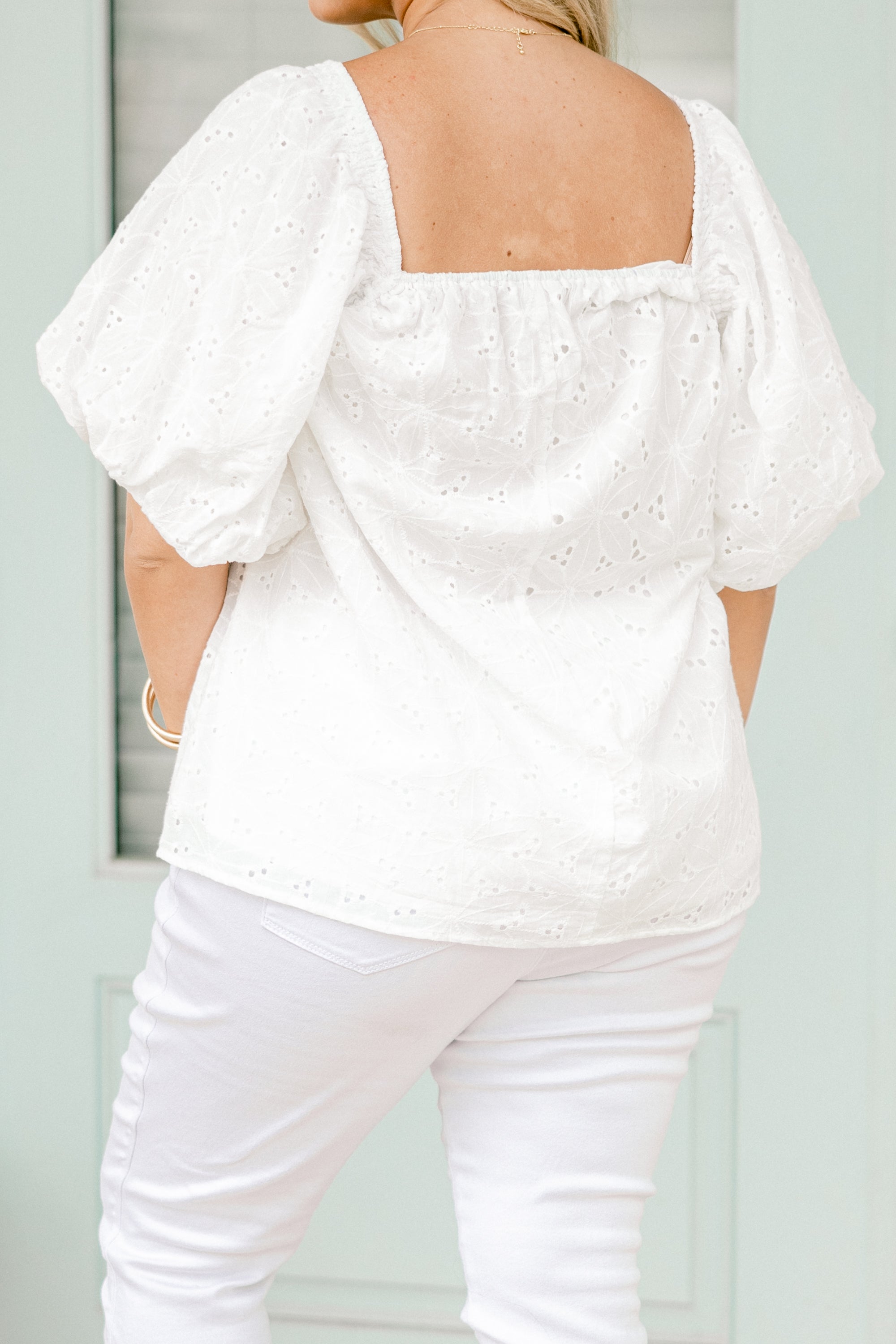 Cozy Love Top, White Eyelet