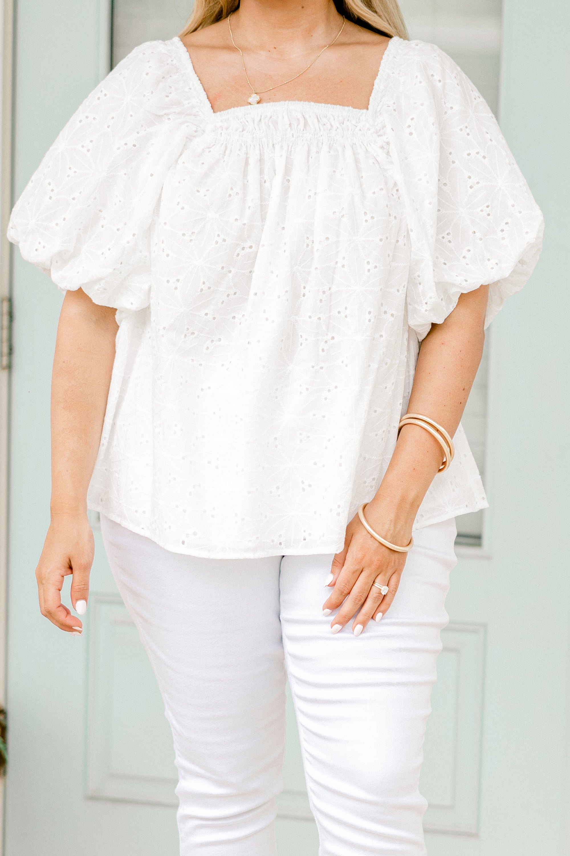 Cozy Love Top, White Eyelet