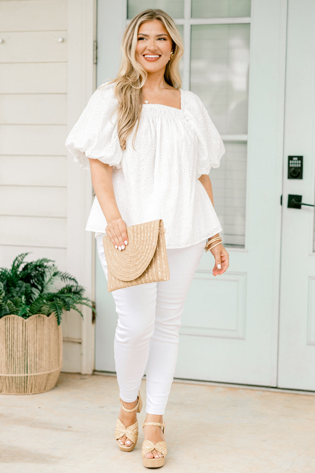 Cozy Love Top, White Eyelet