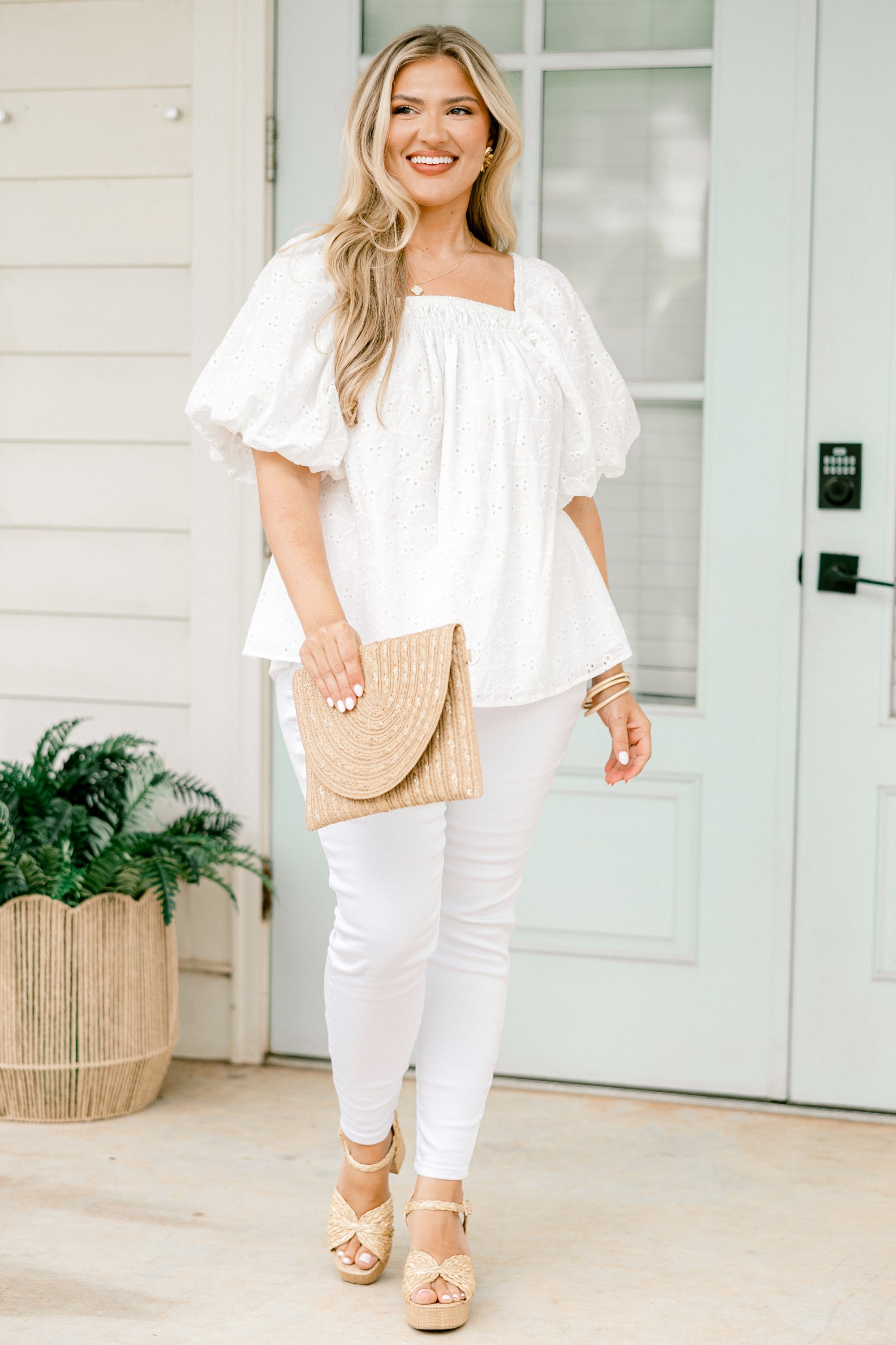 Cozy Love Top, White Eyelet