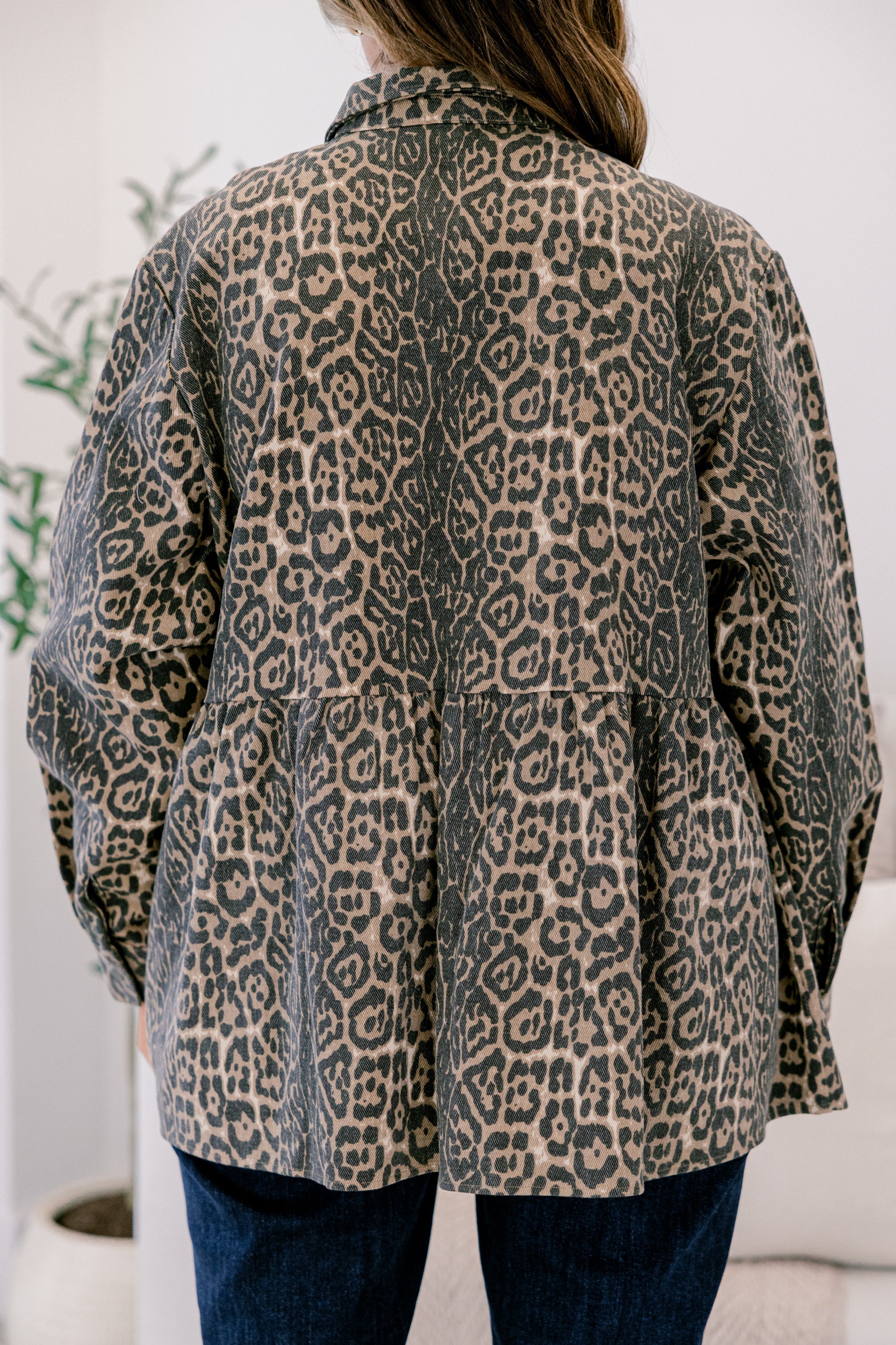 Cozy Plaid Babydoll Shacket, Leopard
