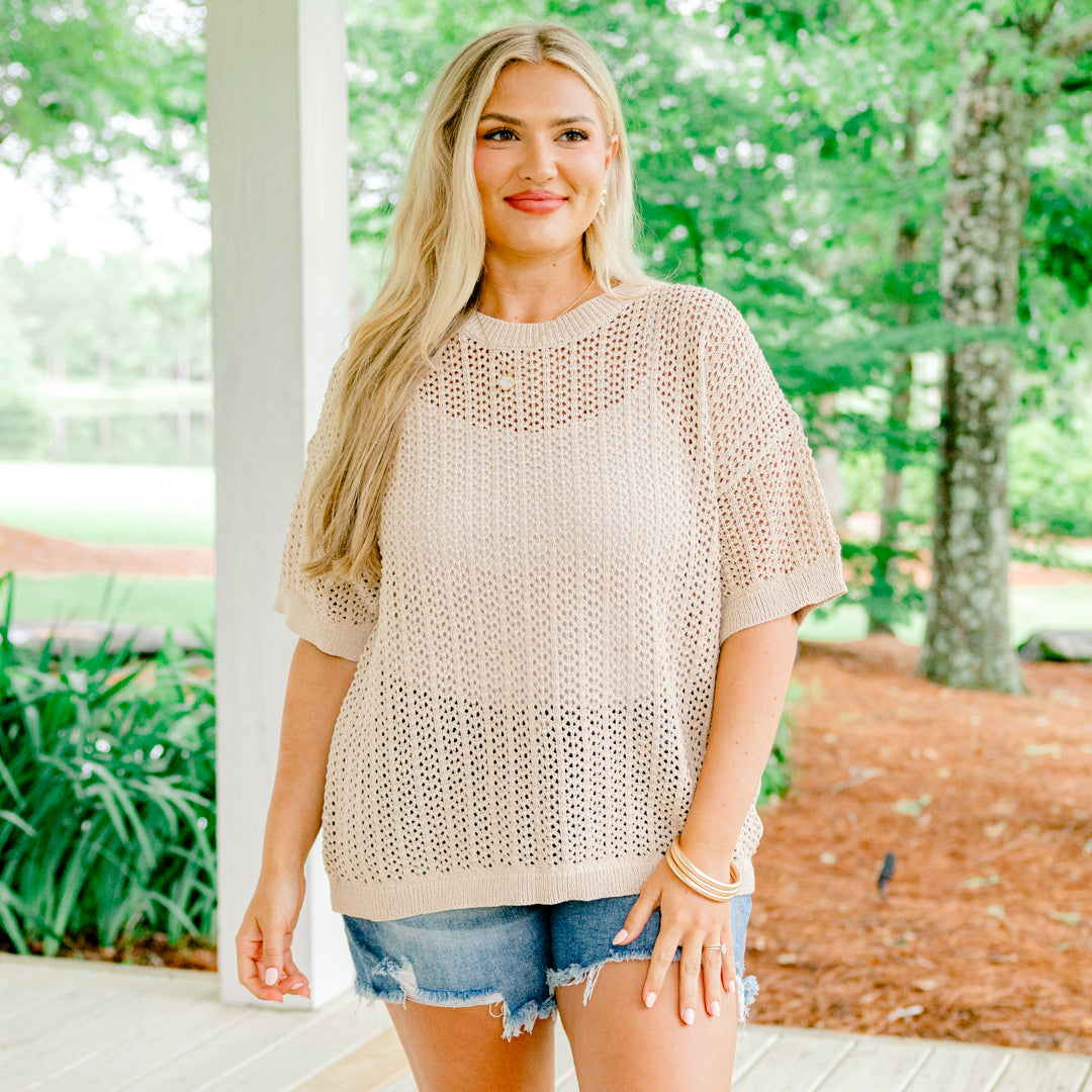 Crazy Stupid Love Knit Top, Taupe