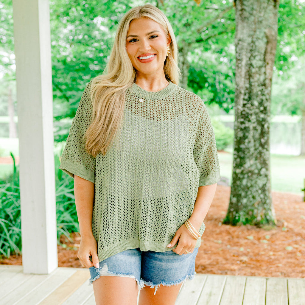 Crazy Stupid Love Knit Top, Sage