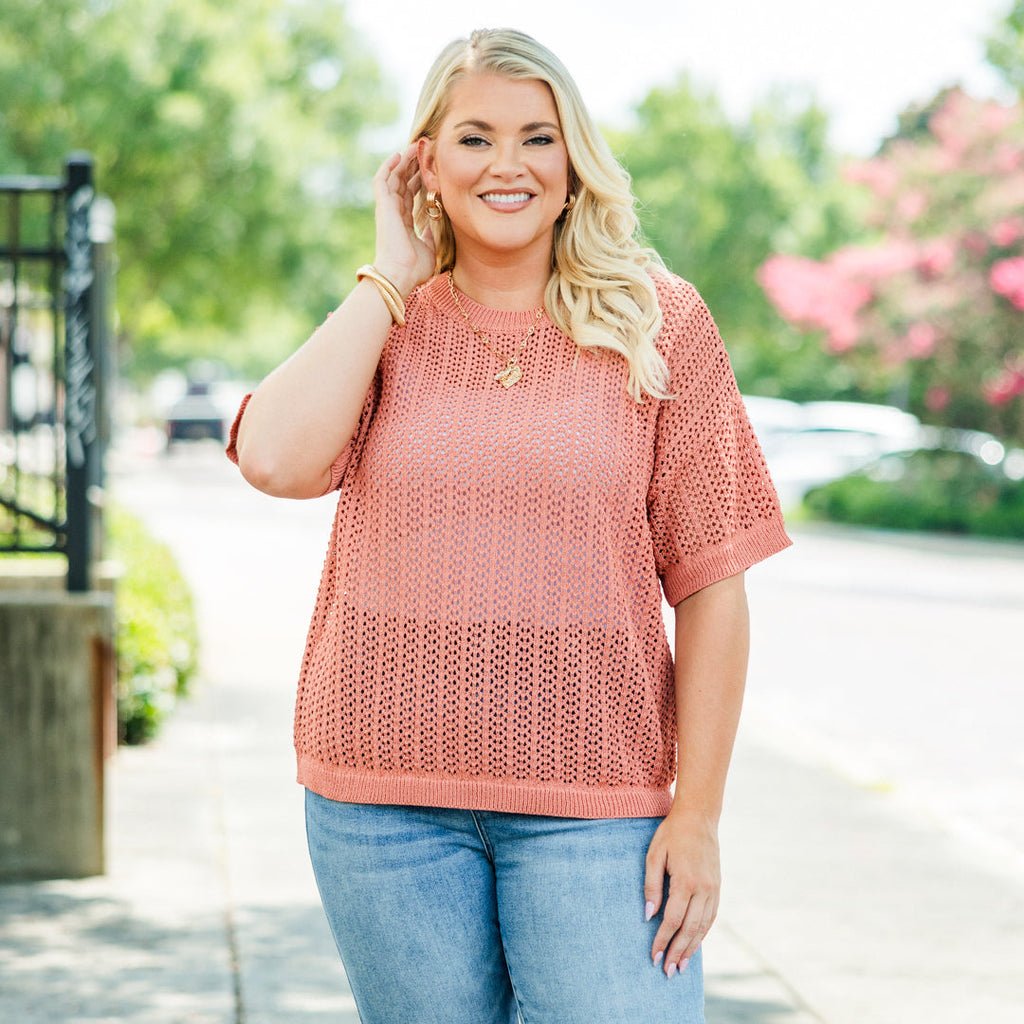 Crazy Stupid Love Knit Top, Cotta