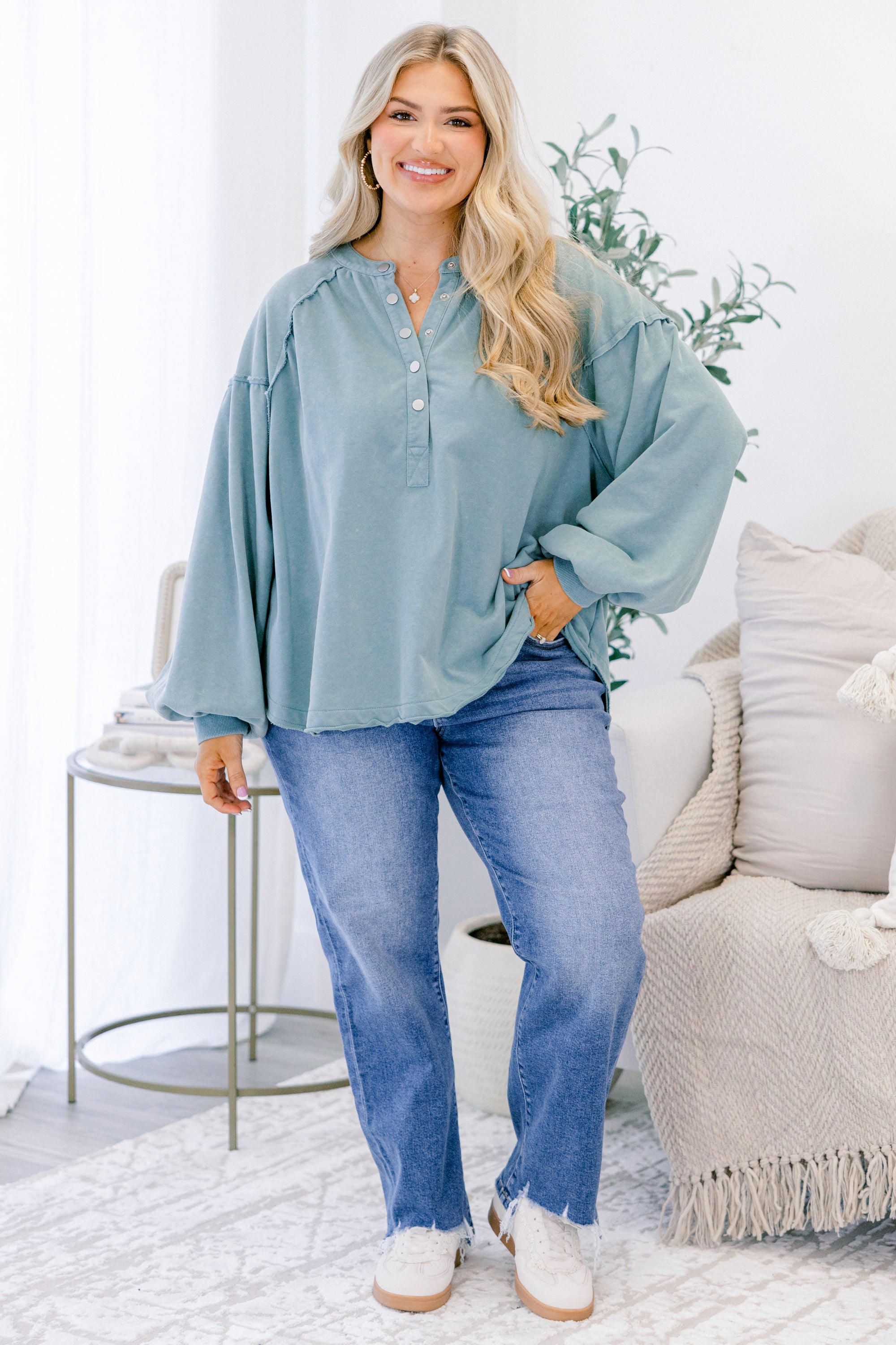 Crimson Sunset Pullover, Dusty Green