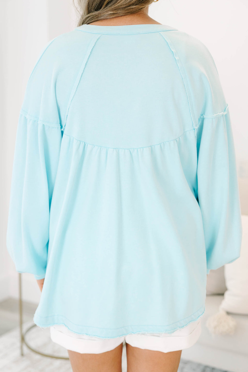 Crimson Sunset Pullover, Light Blue