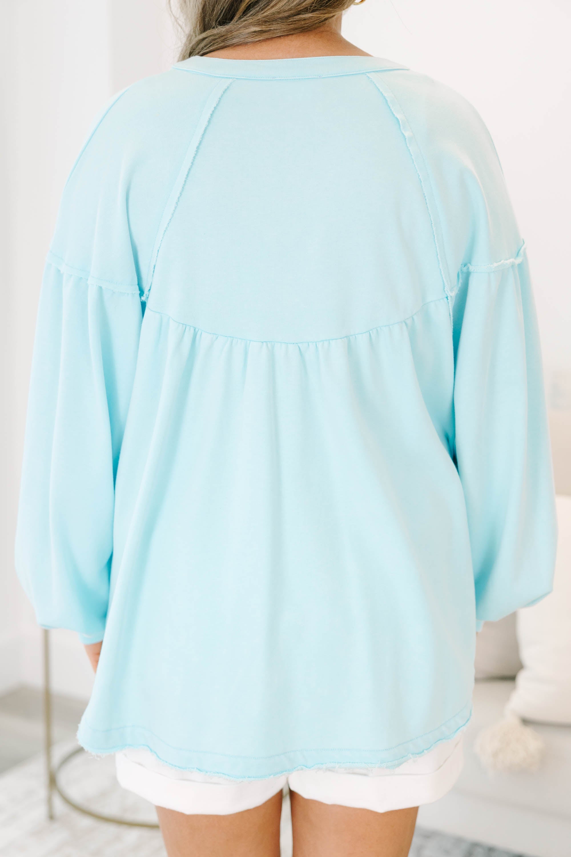 Crimson Sunset Pullover, Light Blue