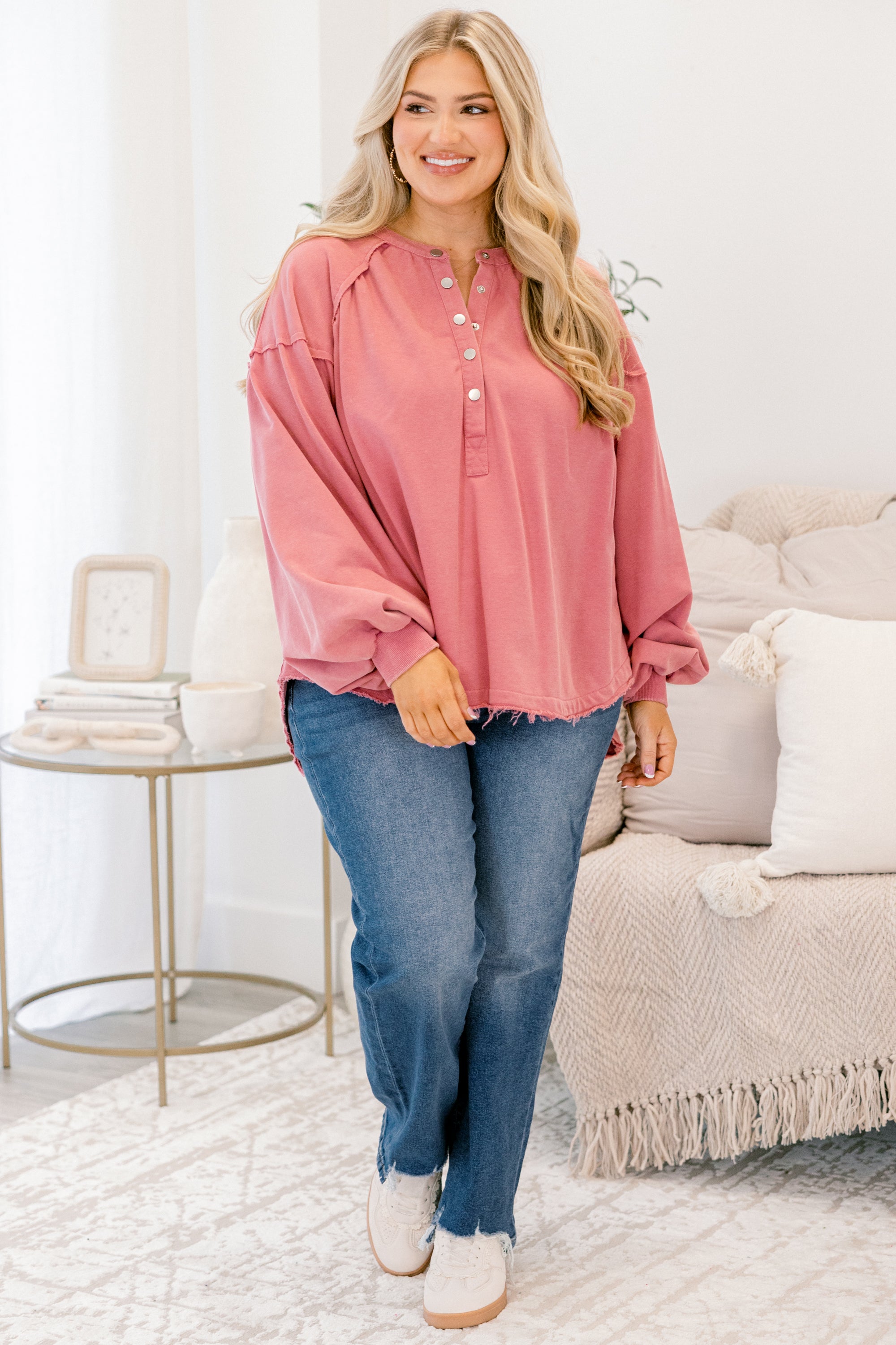 Crimson Sunset Pullover, Mauve Pink