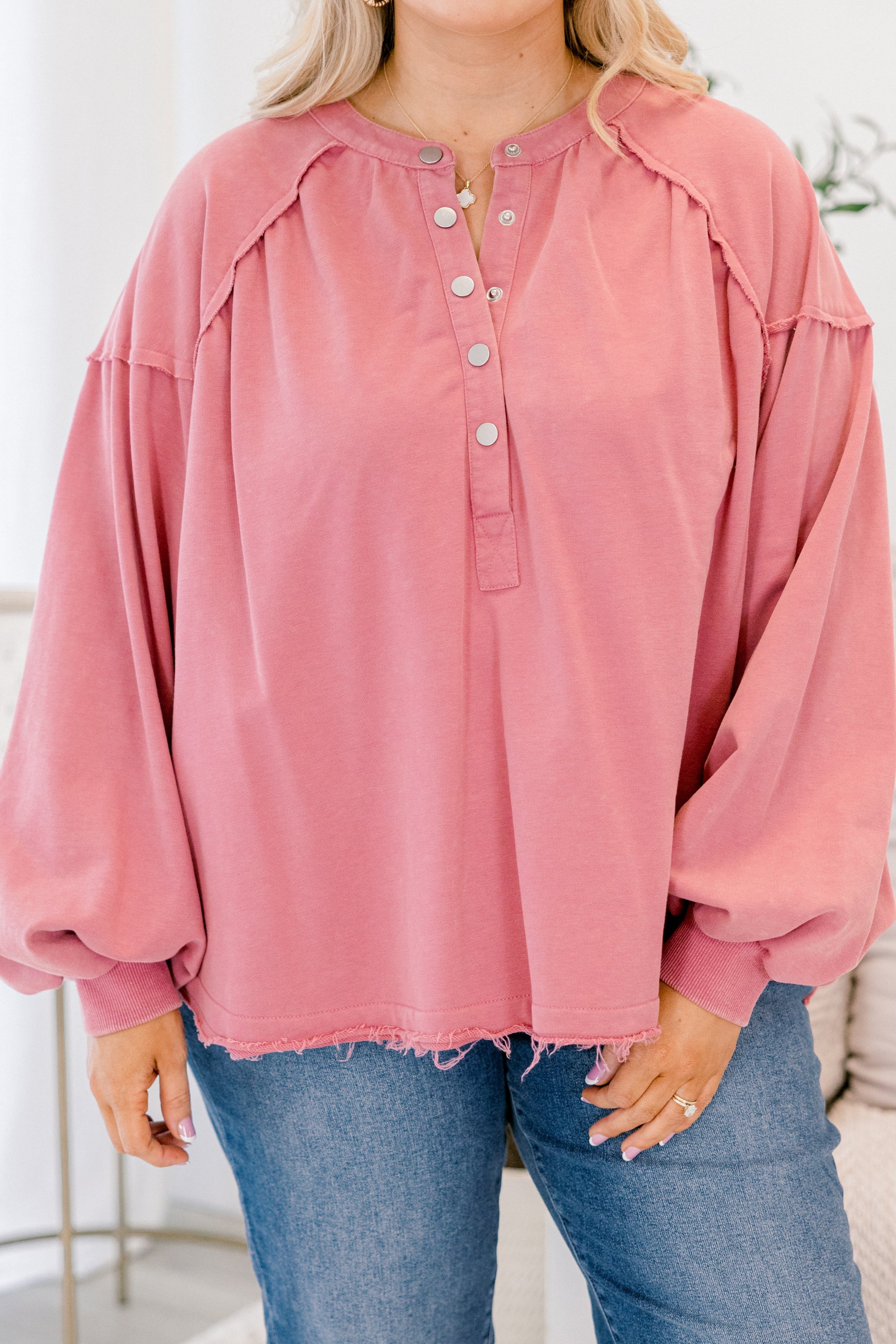 Crimson Sunset Pullover, Mauve Pink