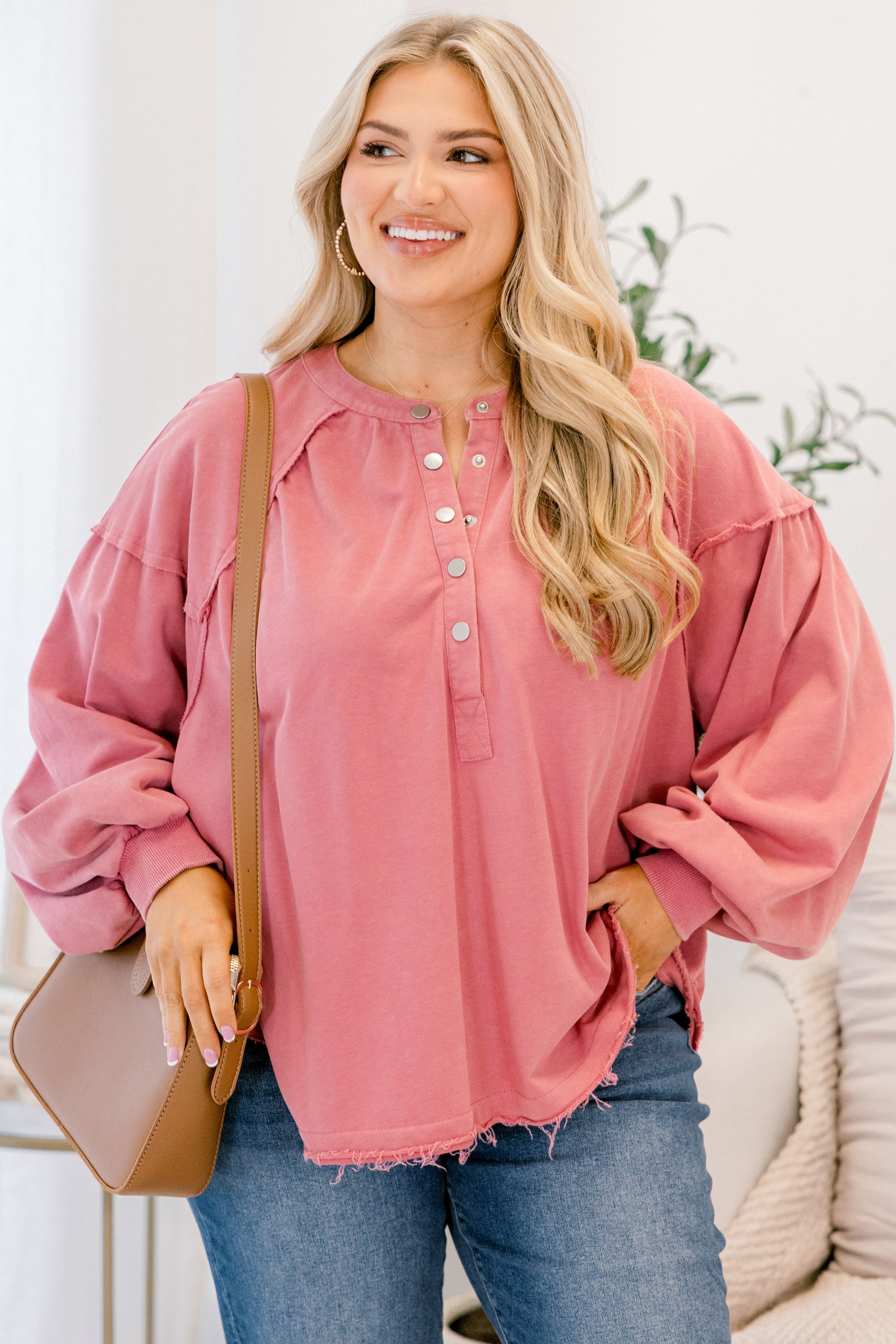 Crimson Sunset Pullover, Mauve Pink