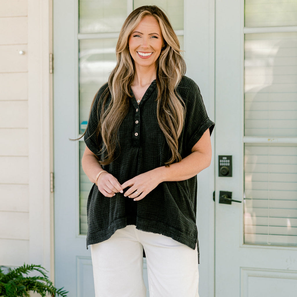 Cute And Carefree Top, Ash Black