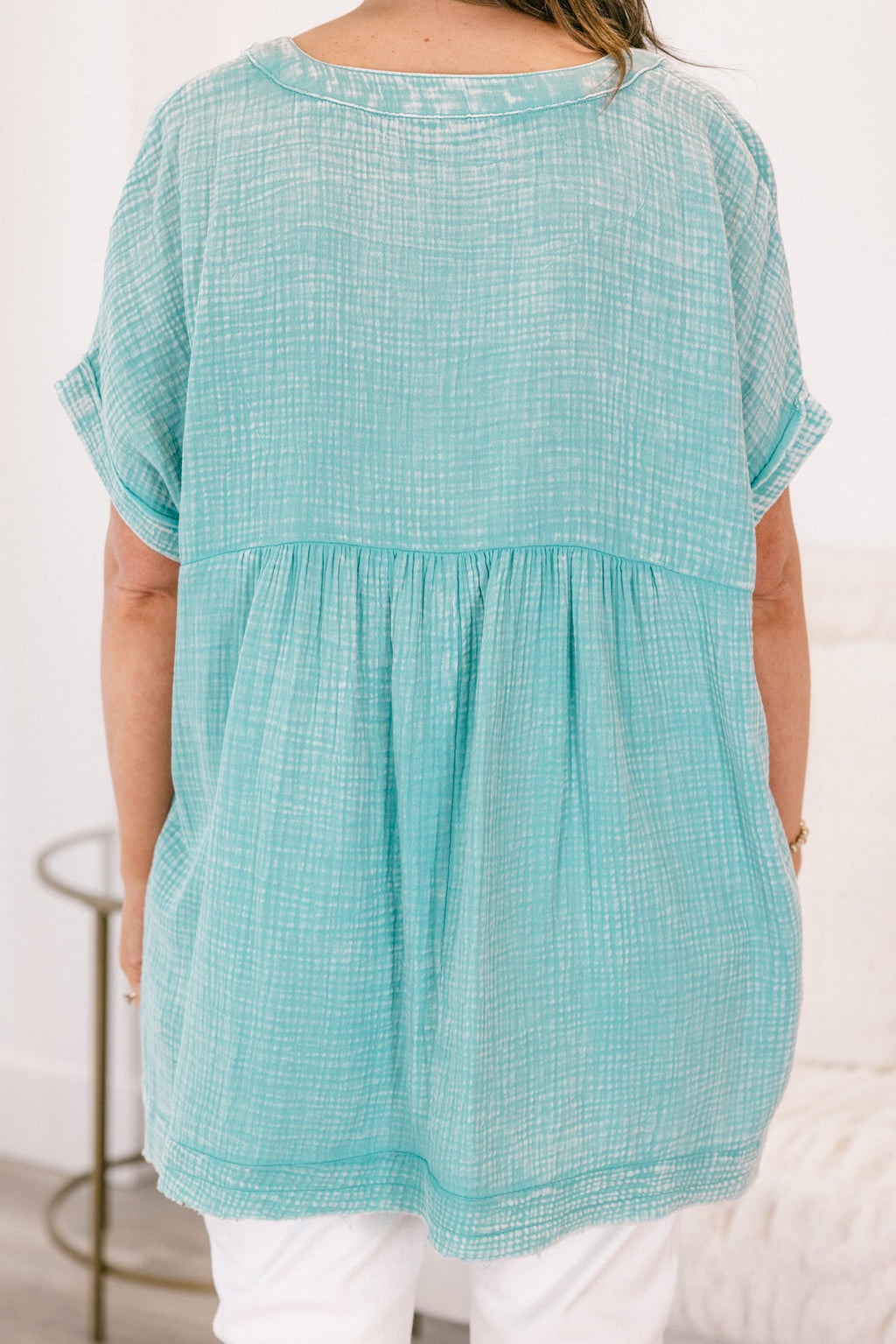 Cute And Carefree Top, Dusty Teal