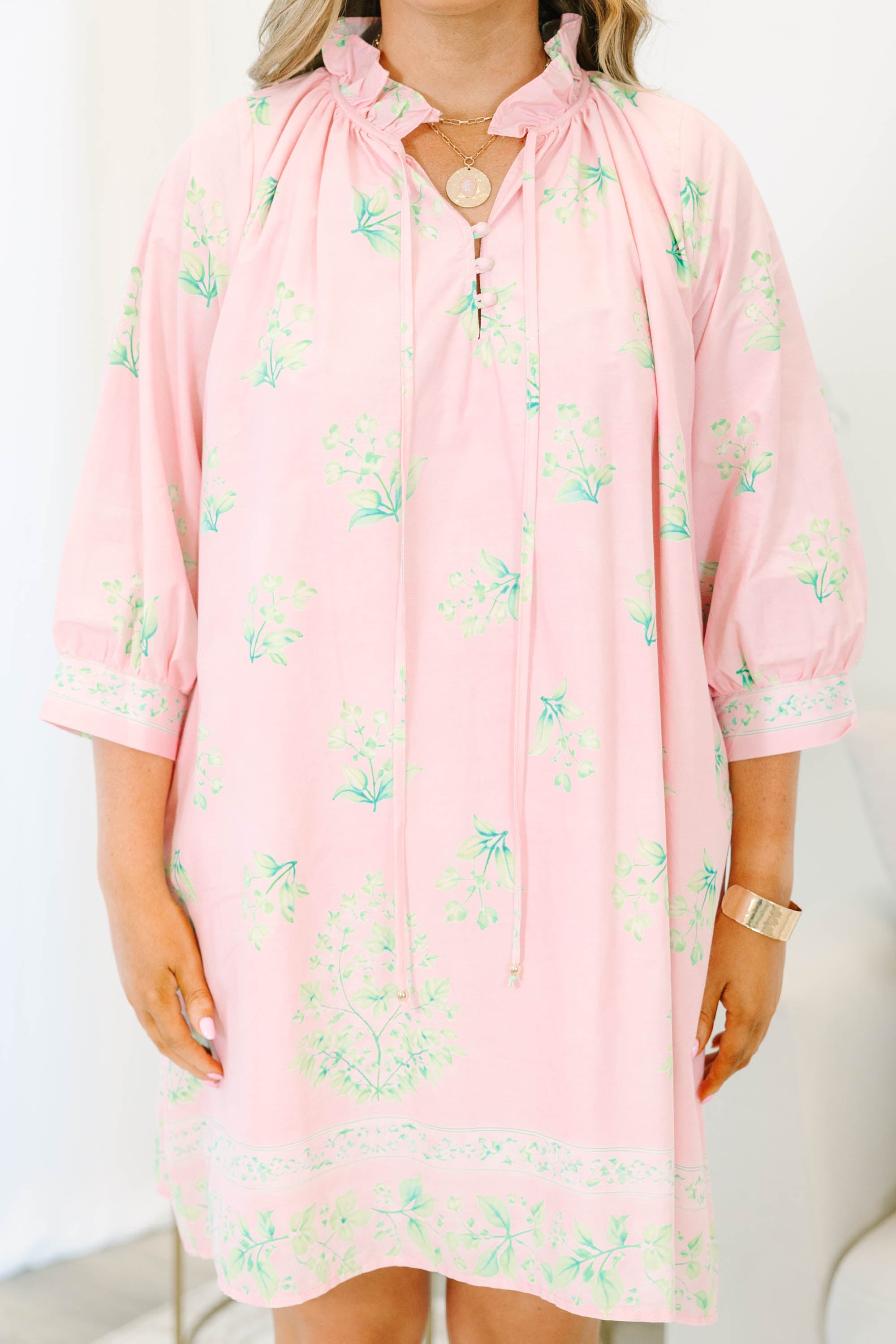 Cute As A Button Dress, Pink