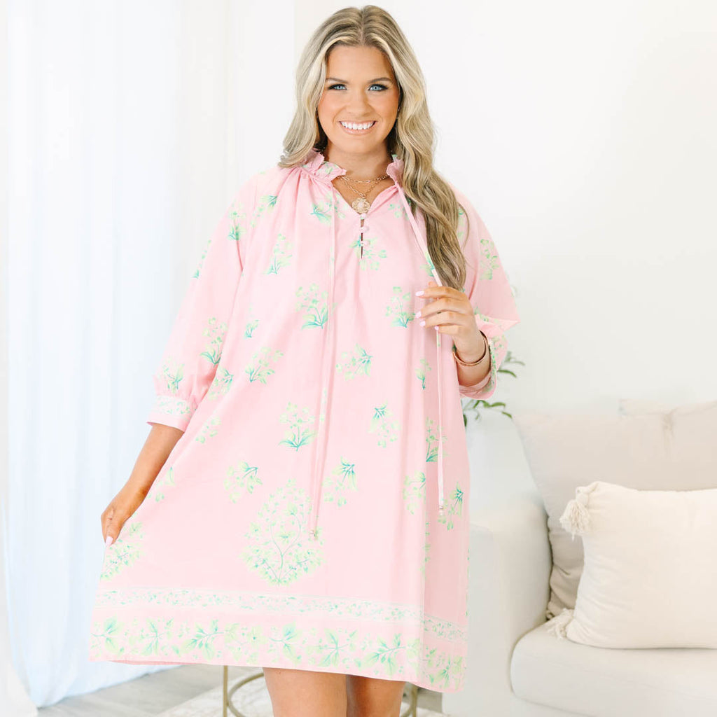 Cute As A Button Dress, Pink