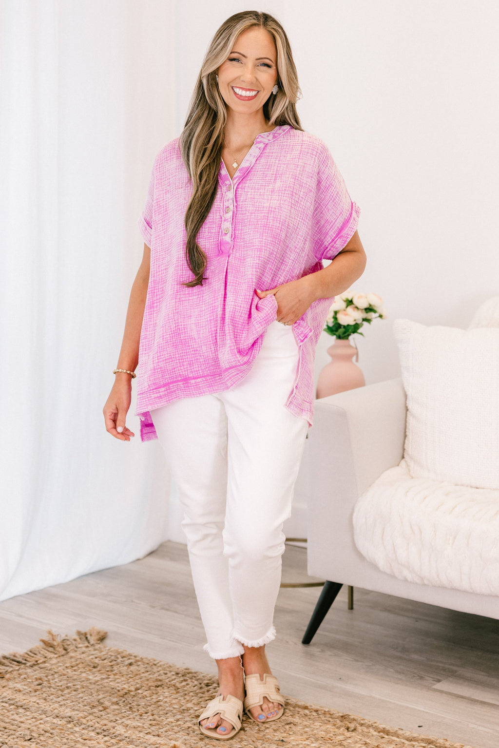 Cute And Carefree Top, Bright Mauve