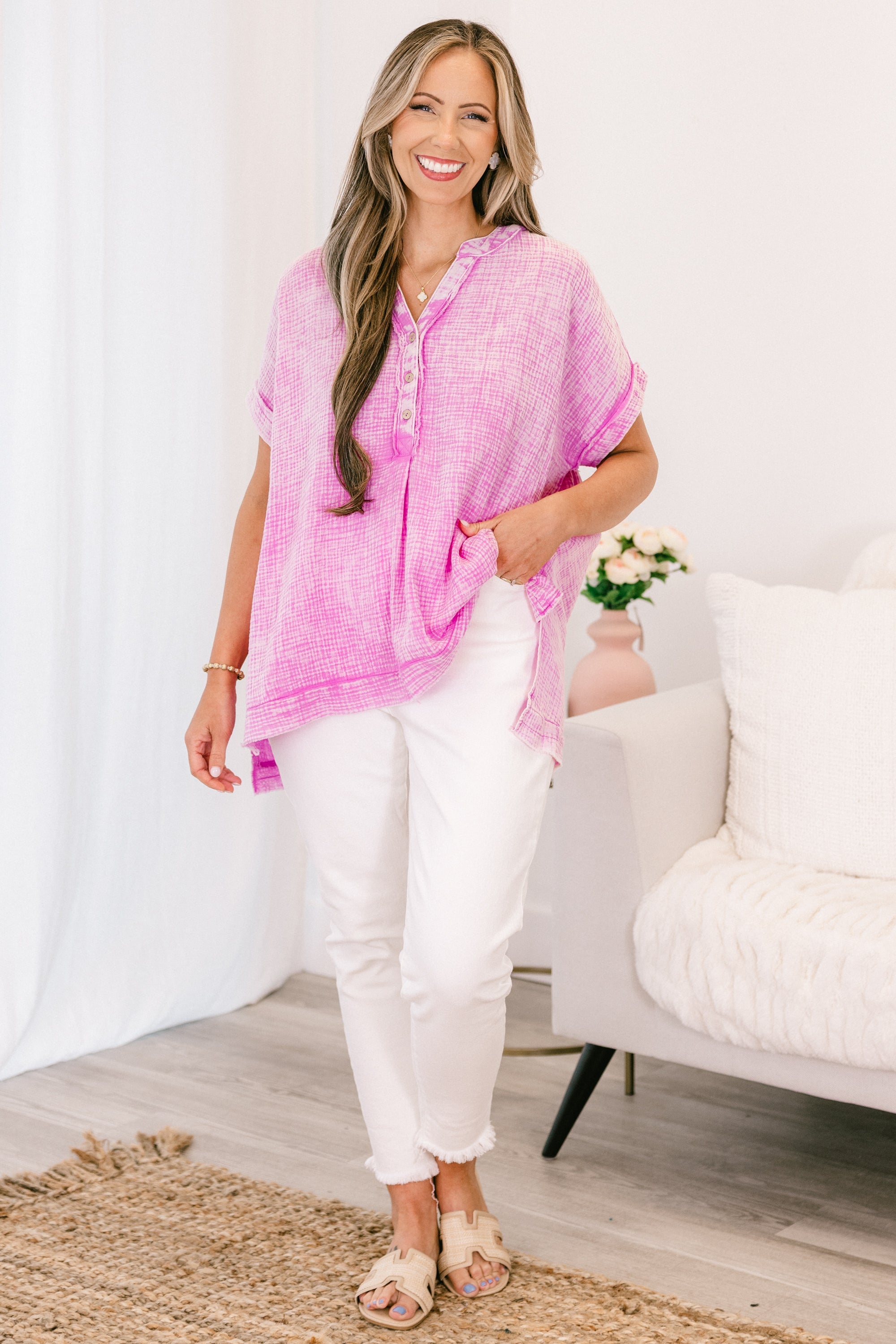 Cute And Carefree Top, Bright Mauve