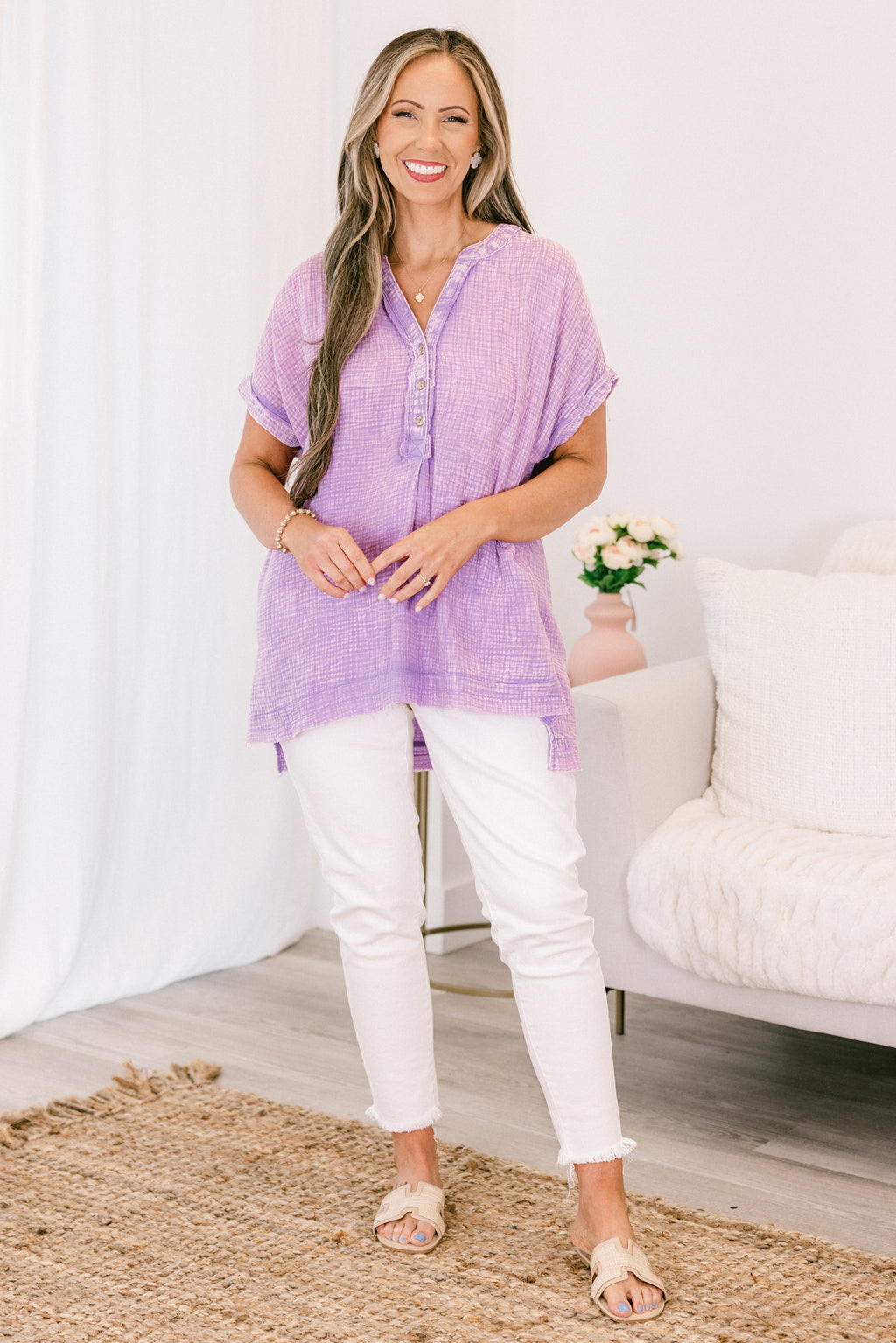 Cute And Carefree Top, Lavender