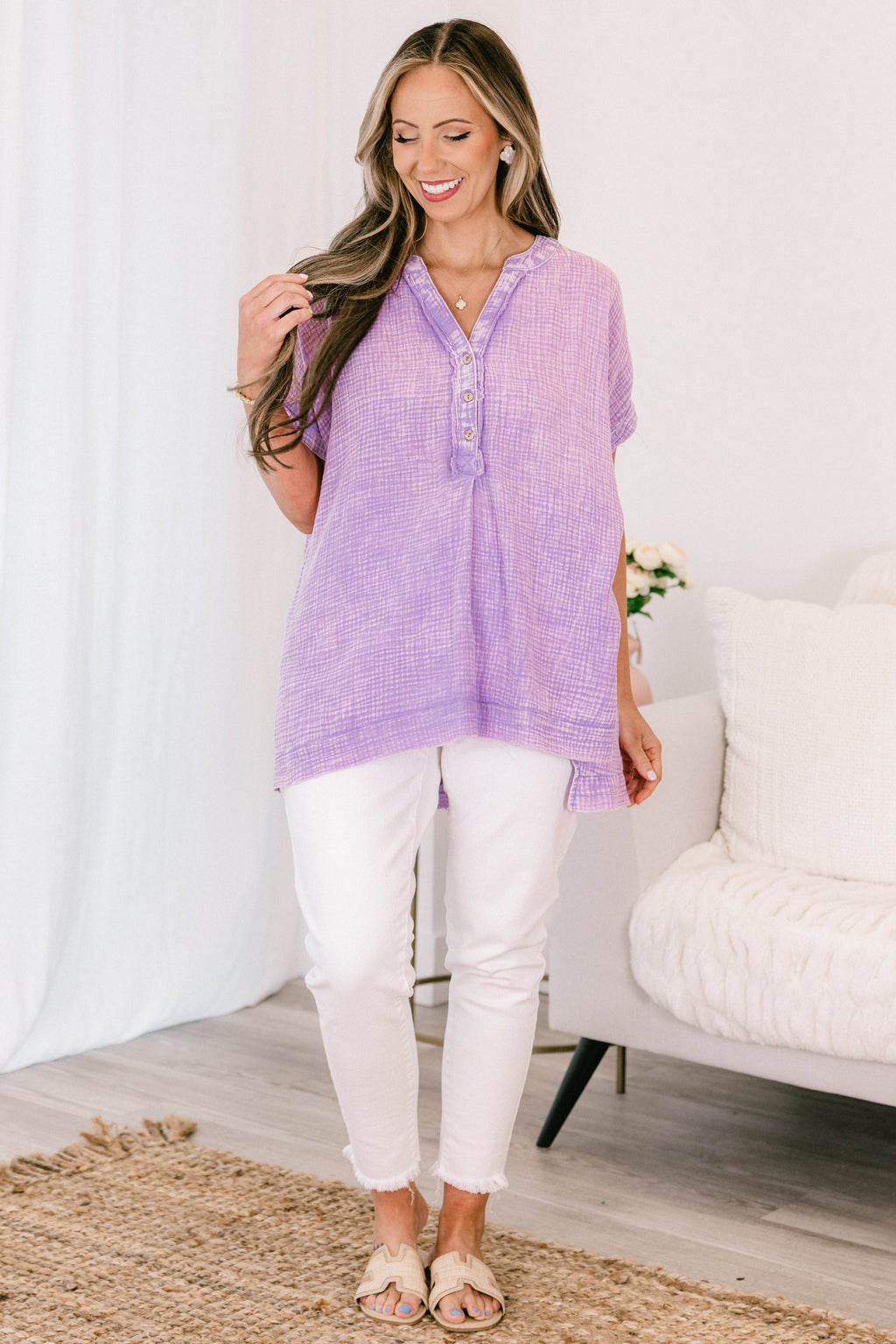 Cute And Carefree Top, Lavender