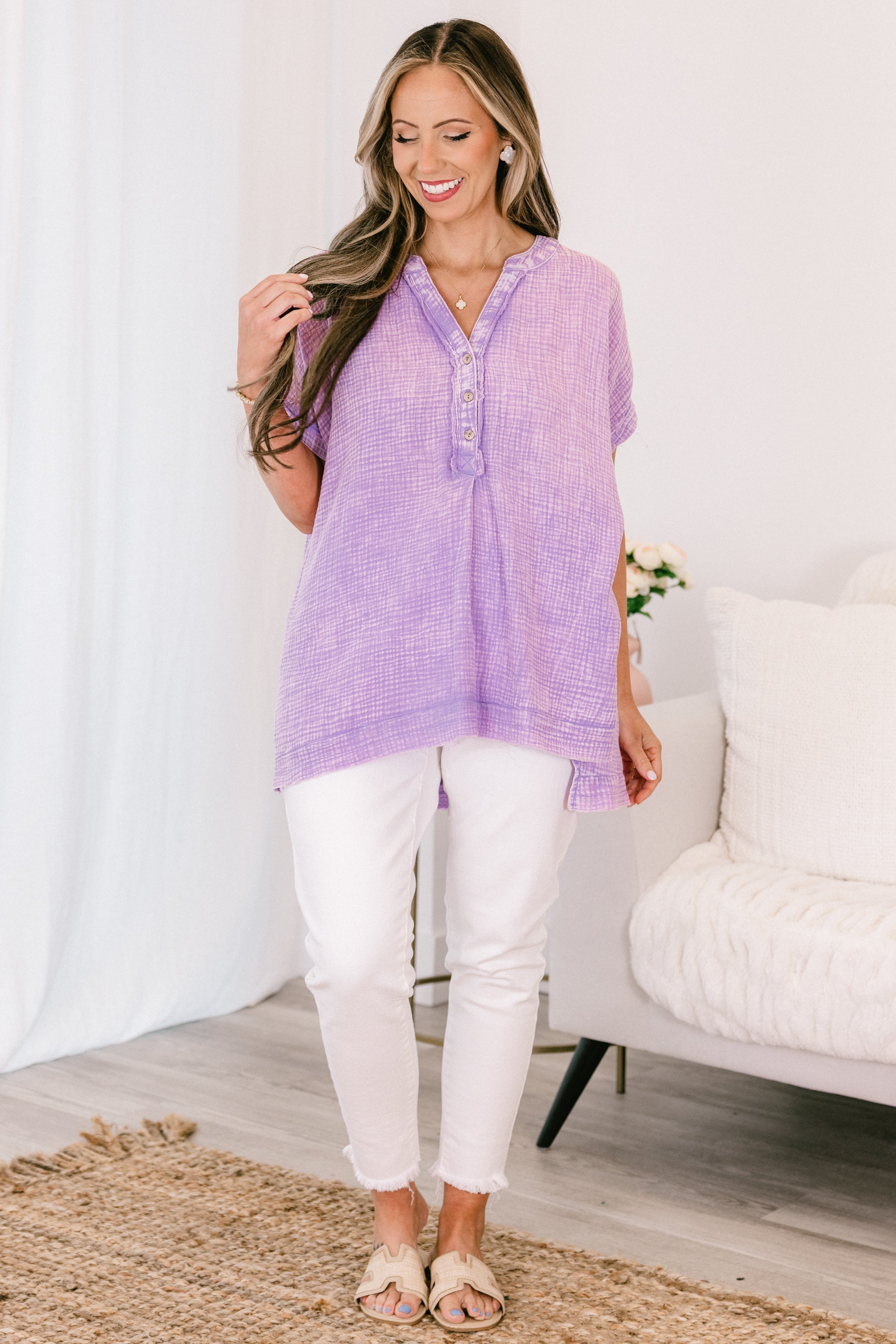 Cute And Carefree Top, Lavender
