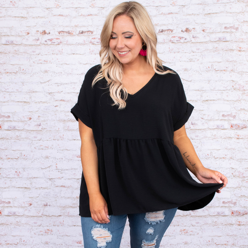 Wide Eyed Gaze Top, Black