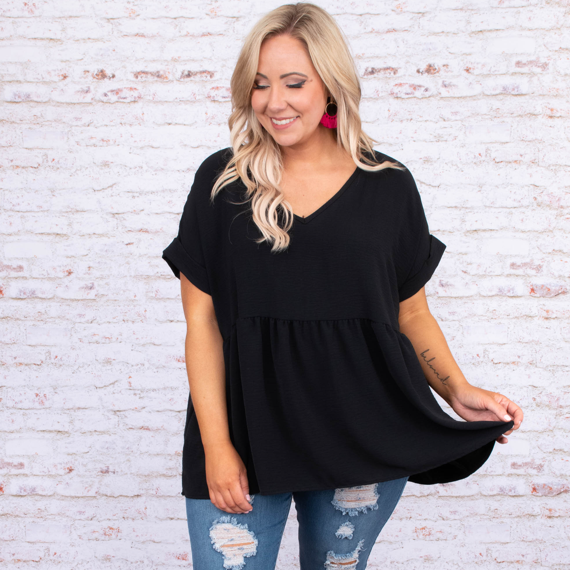 Wide Eyed Gaze Top, Black