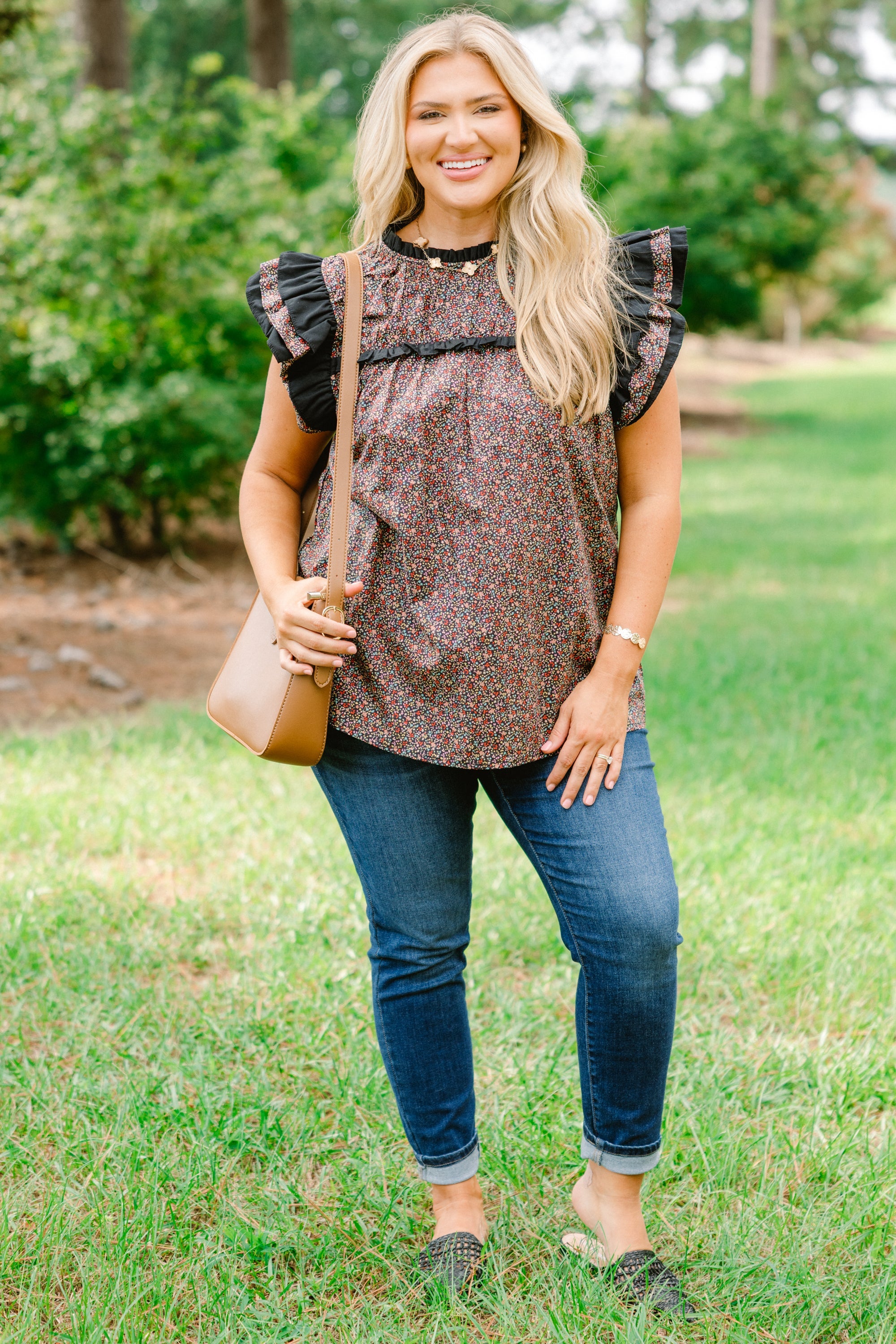Daisy Dreams Top, Black Multi