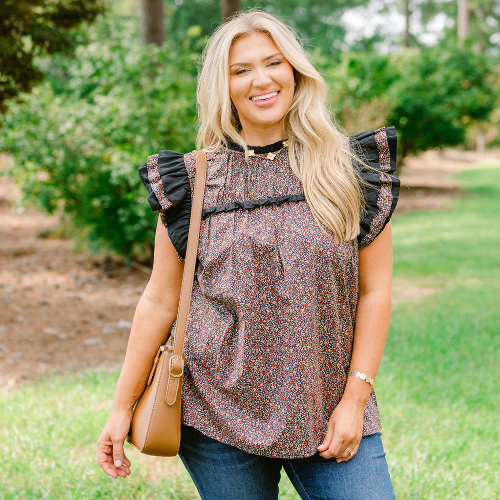 Daisy Dreams Top, Black Multi