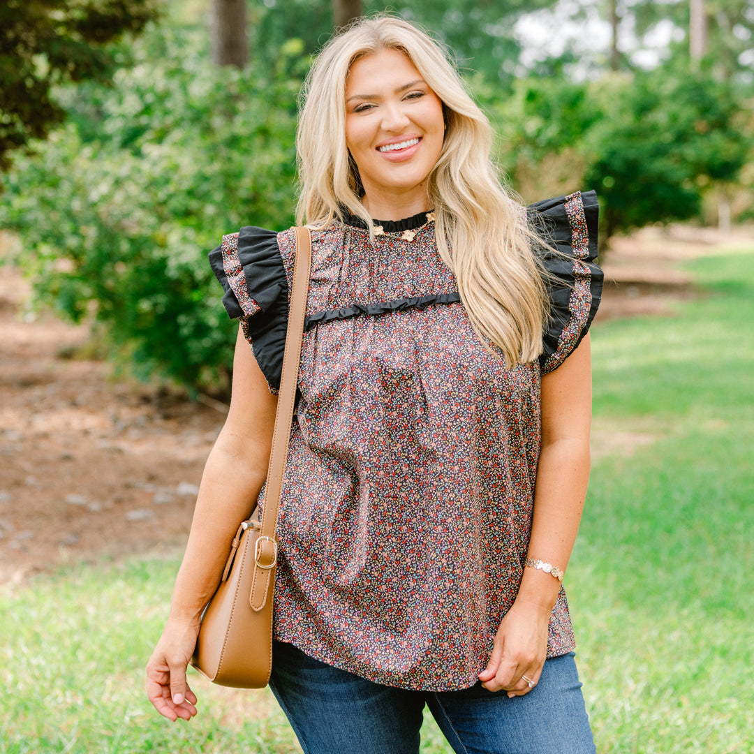 Daisy Dreams Top, Black Multi
