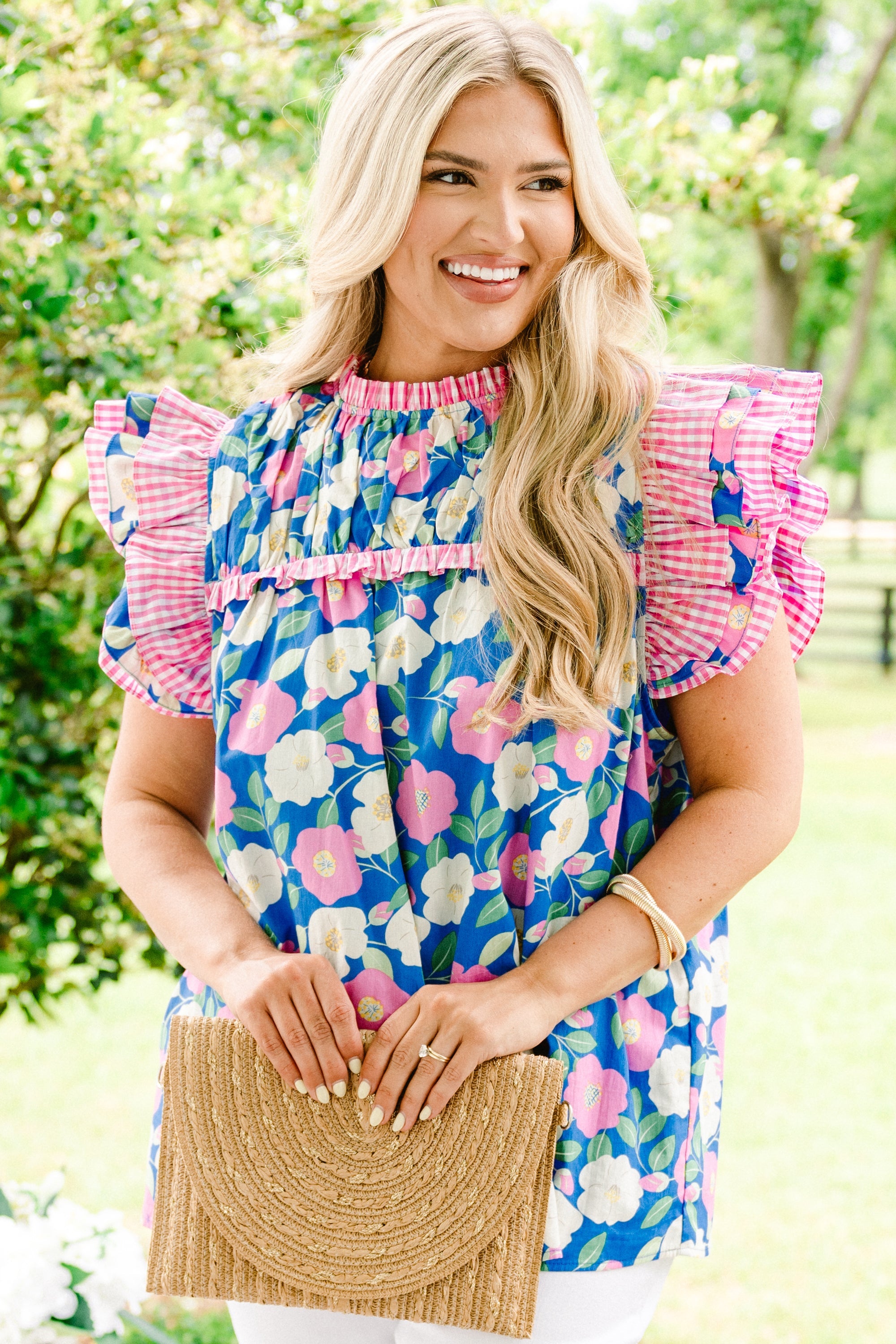 Daisy Dreams Top, Blue-White