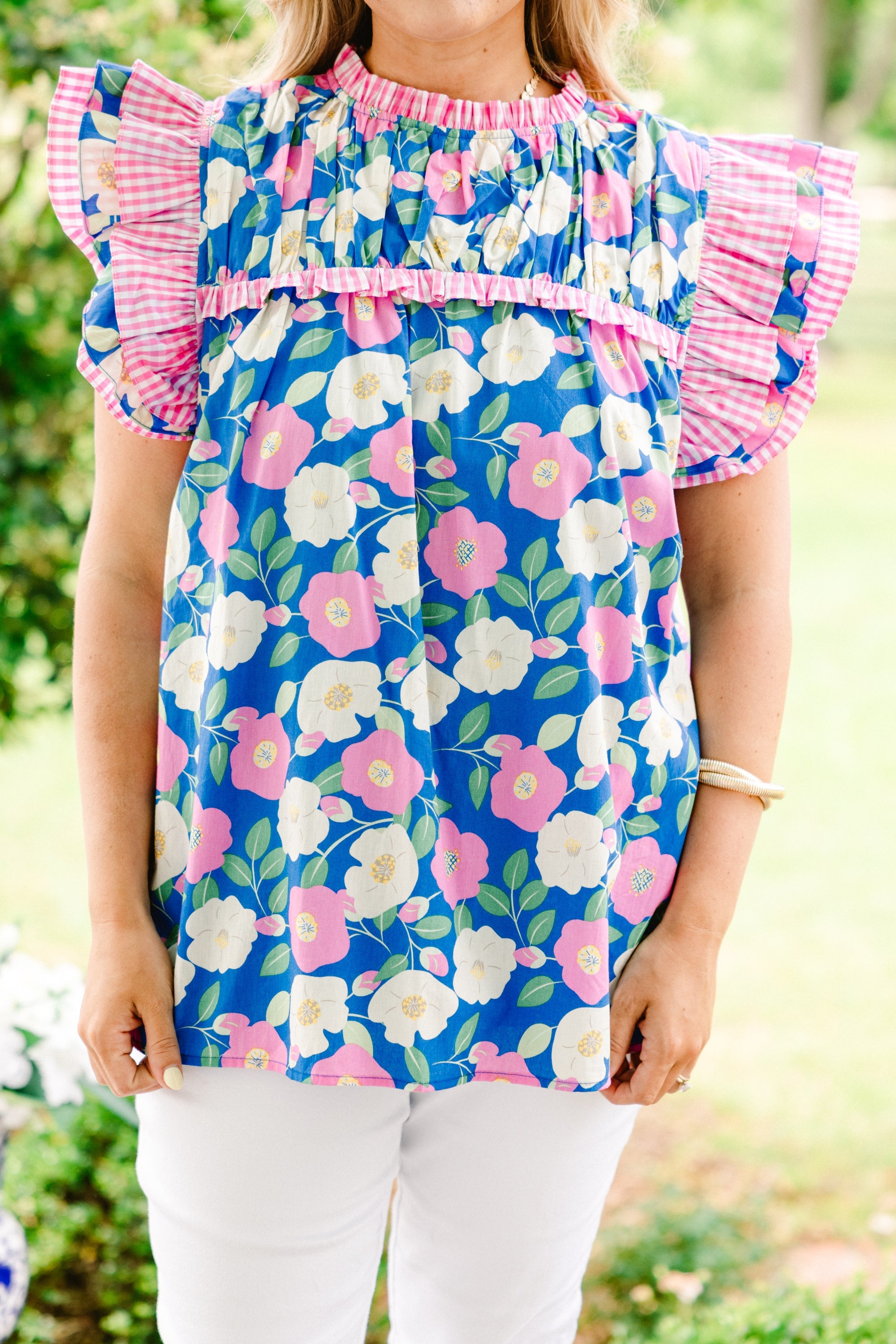 Daisy Dreams Top, Blue-White