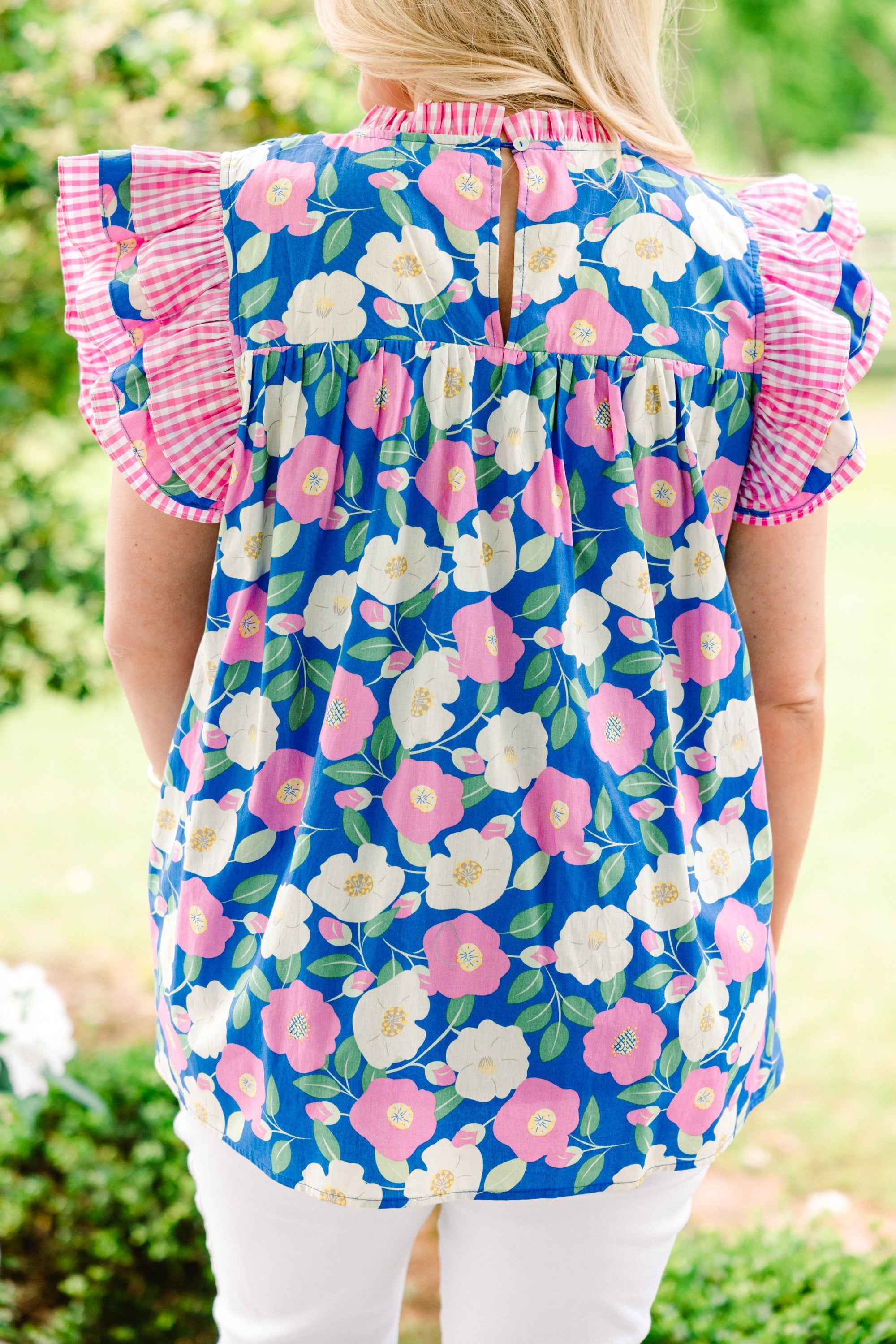 Daisy Dreams Top, Blue-White