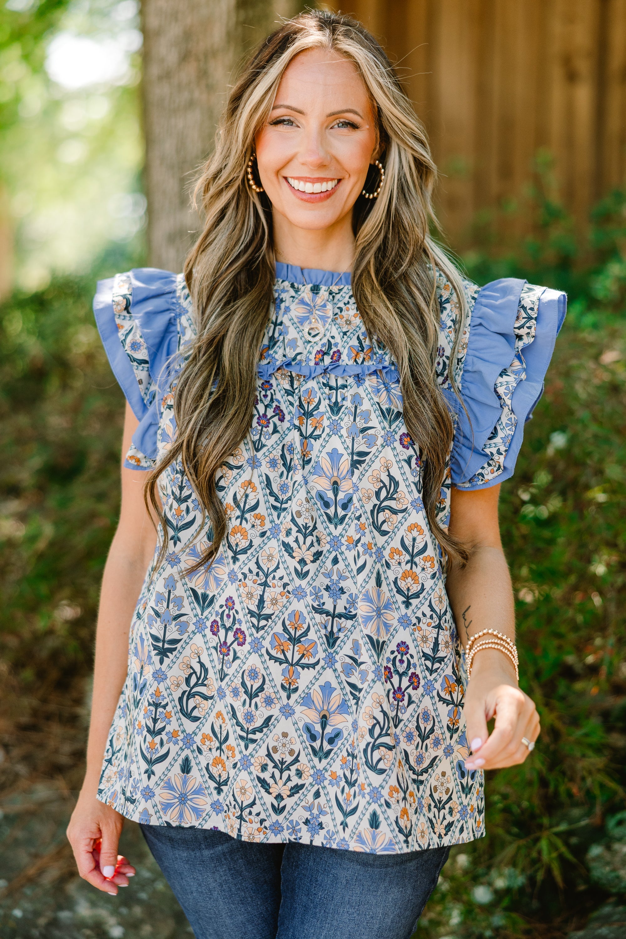 Daisy Dreams Top, Blue Block