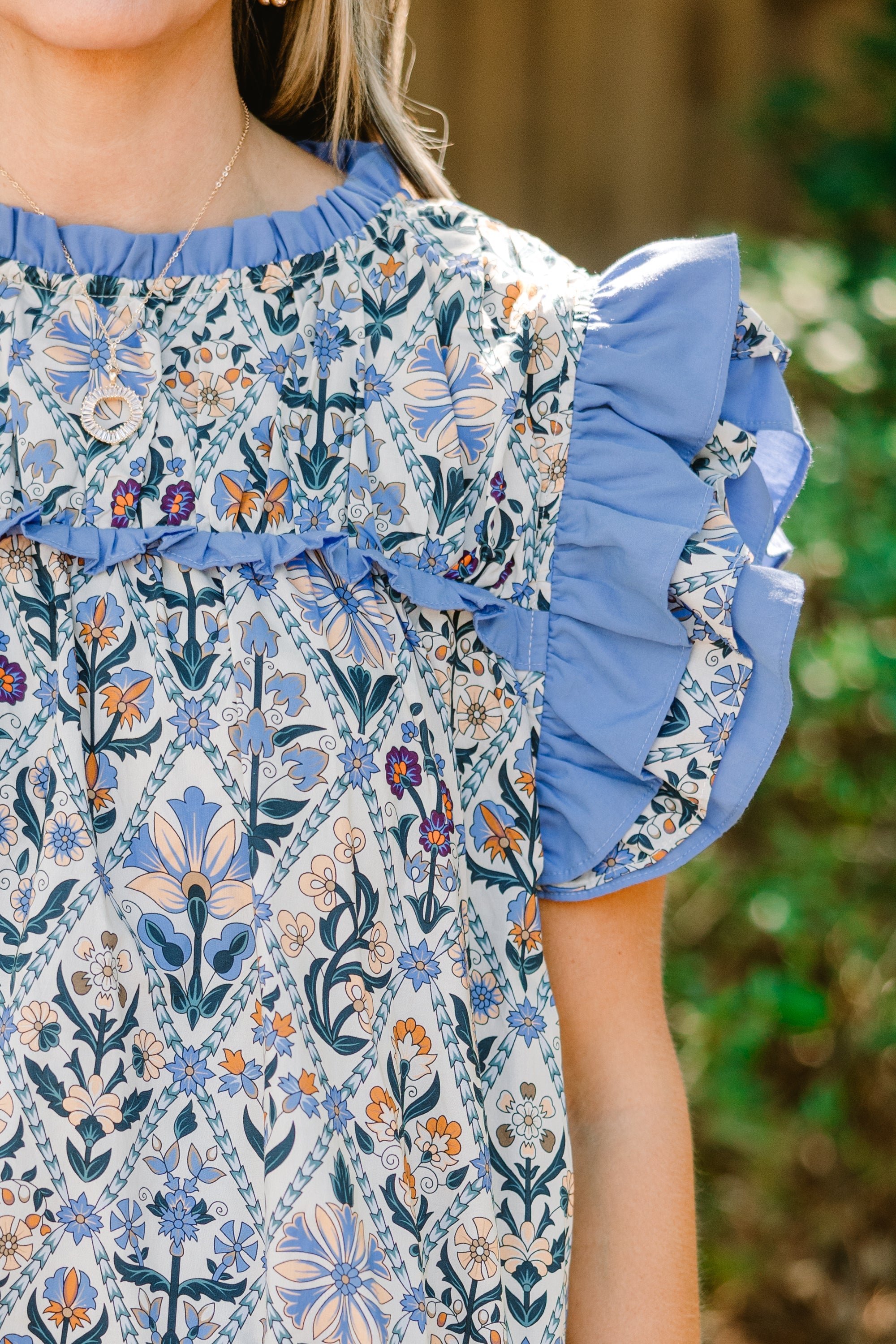 Daisy Dreams Top, Blue Block