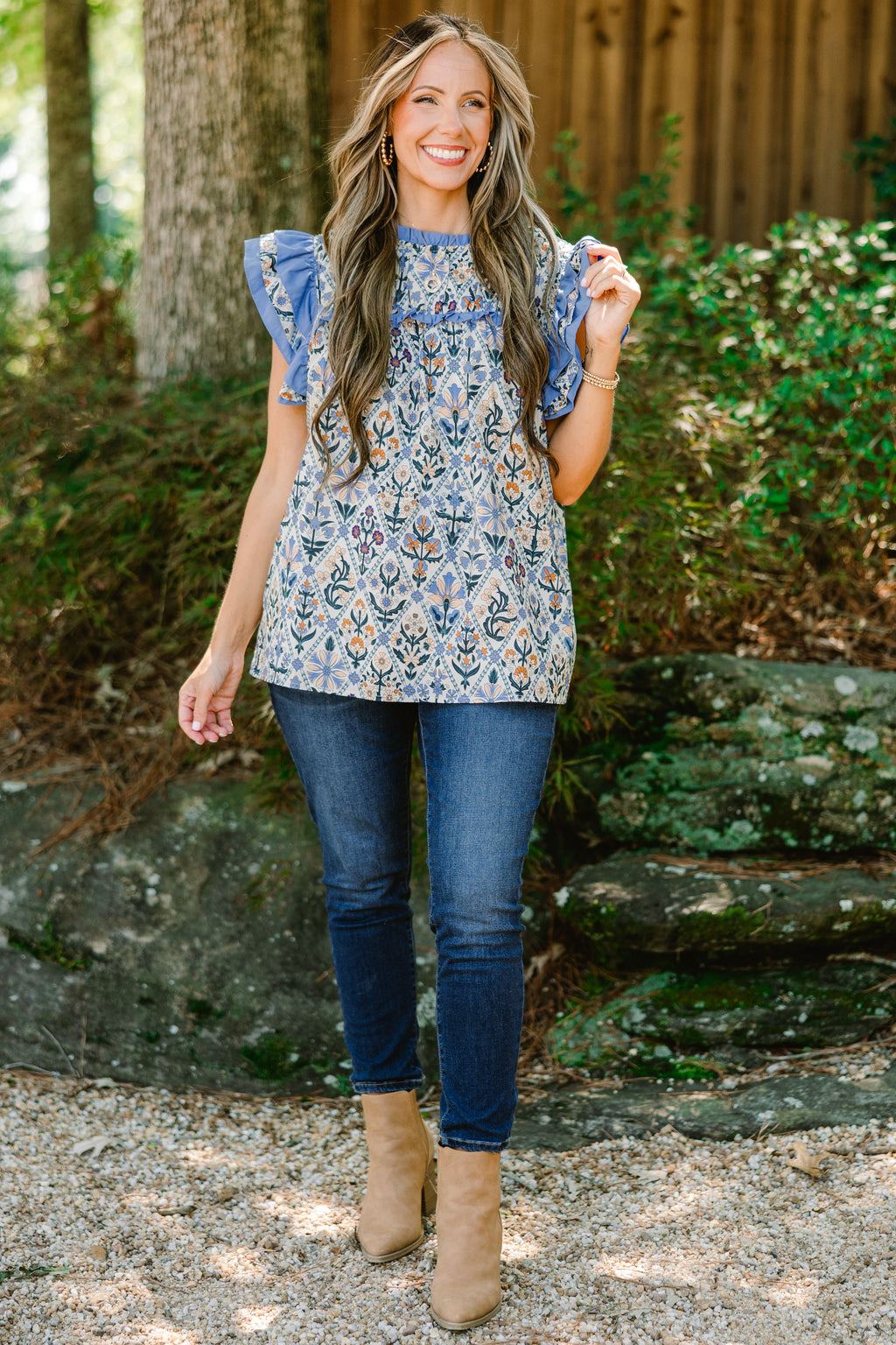 Daisy Dreams Top, Blue Block